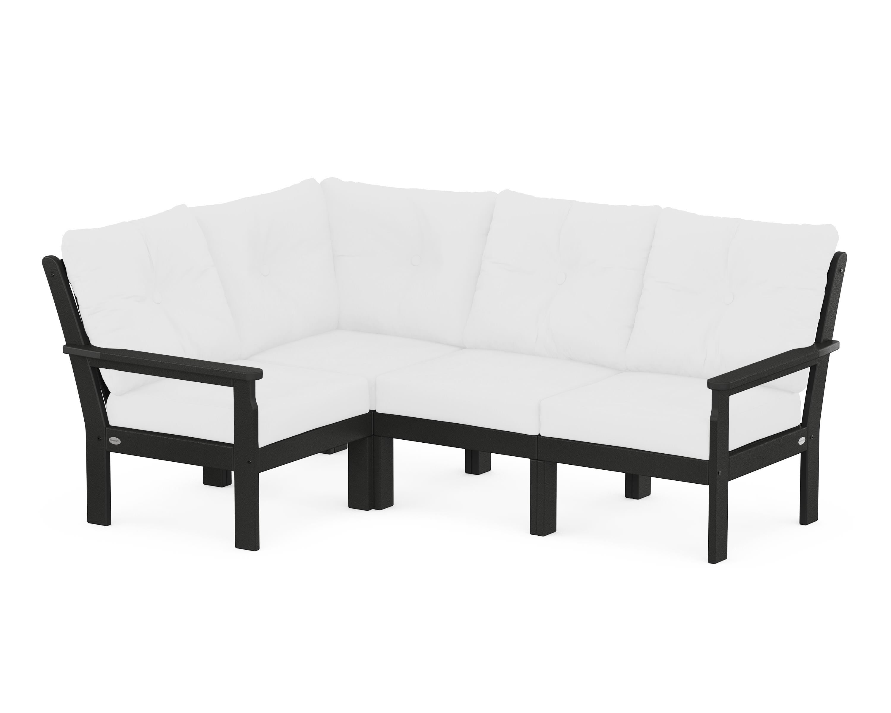 POLYWOOD Vineyard 4-Piece Sectional in Black / Natural