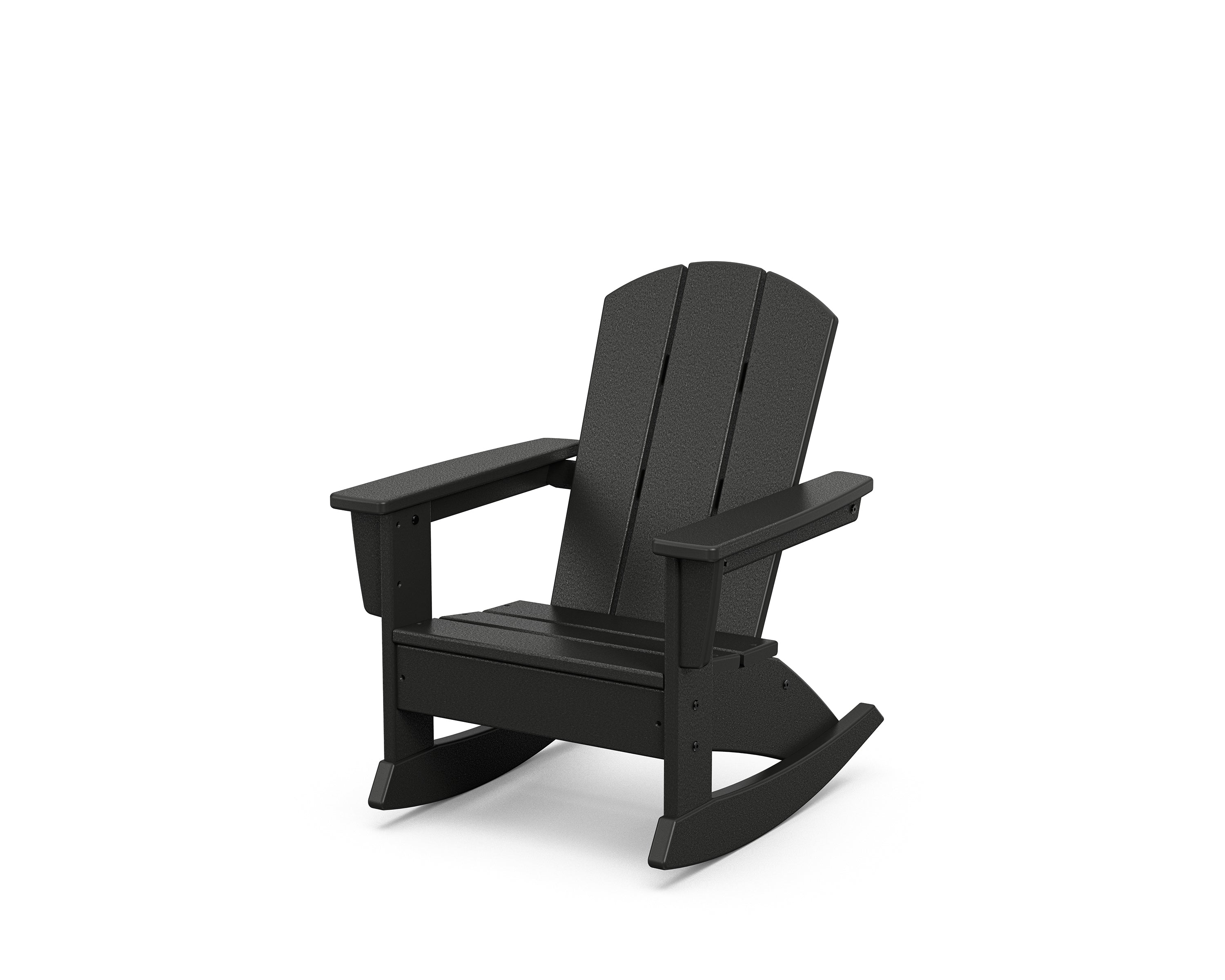POLYWOOD Kids Nautical Adirondack Rocking Chair in Black