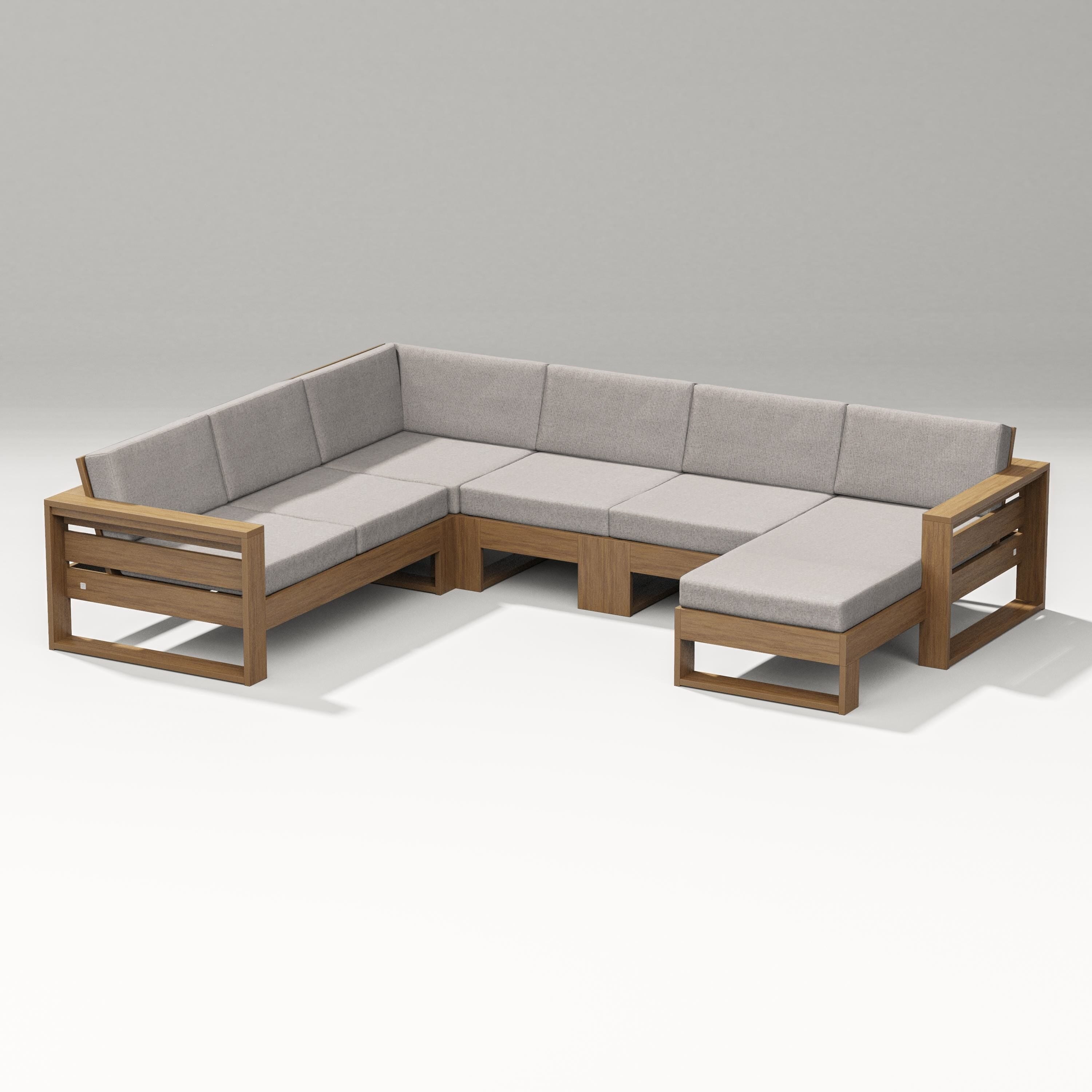 PW Designer Series Latitude Corner Sectional with Right Chaise in Natural / Weathered Tweed