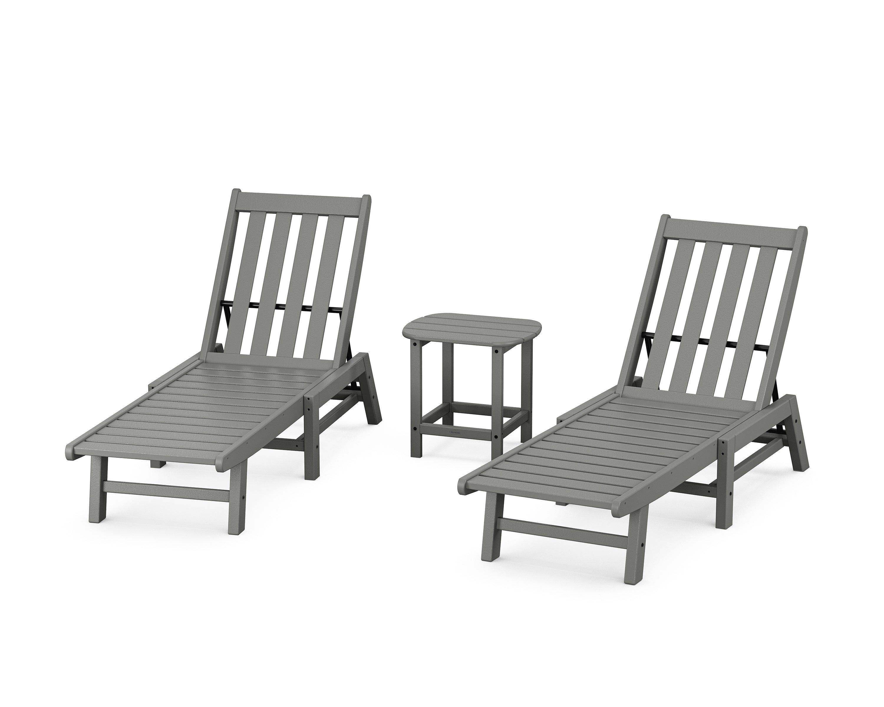 POLYWOOD Vineyard 3-Piece Chaise Set in Slate Grey