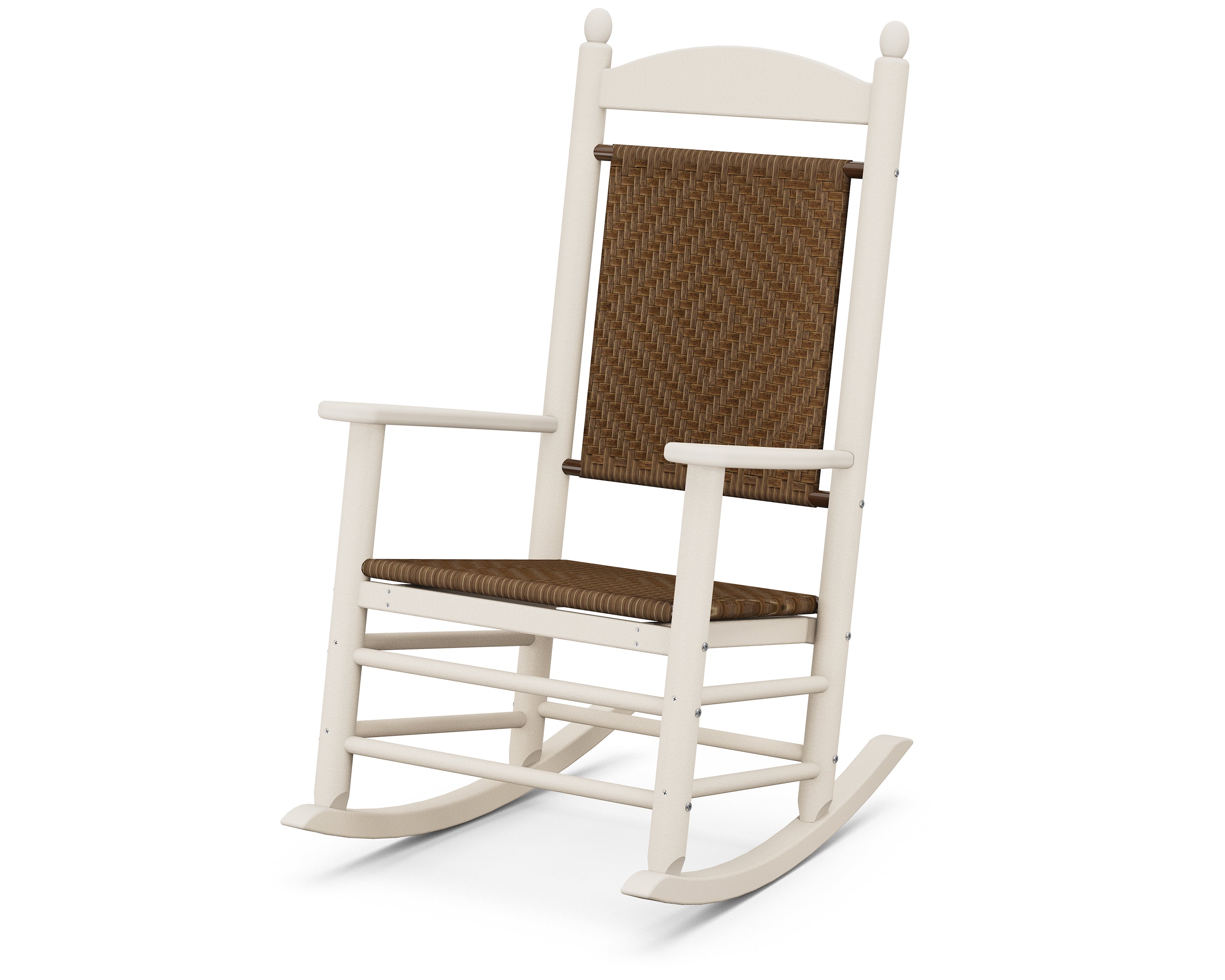 POLYWOOD® Jefferson Woven Rocking Chair in Sand / Tigerwood