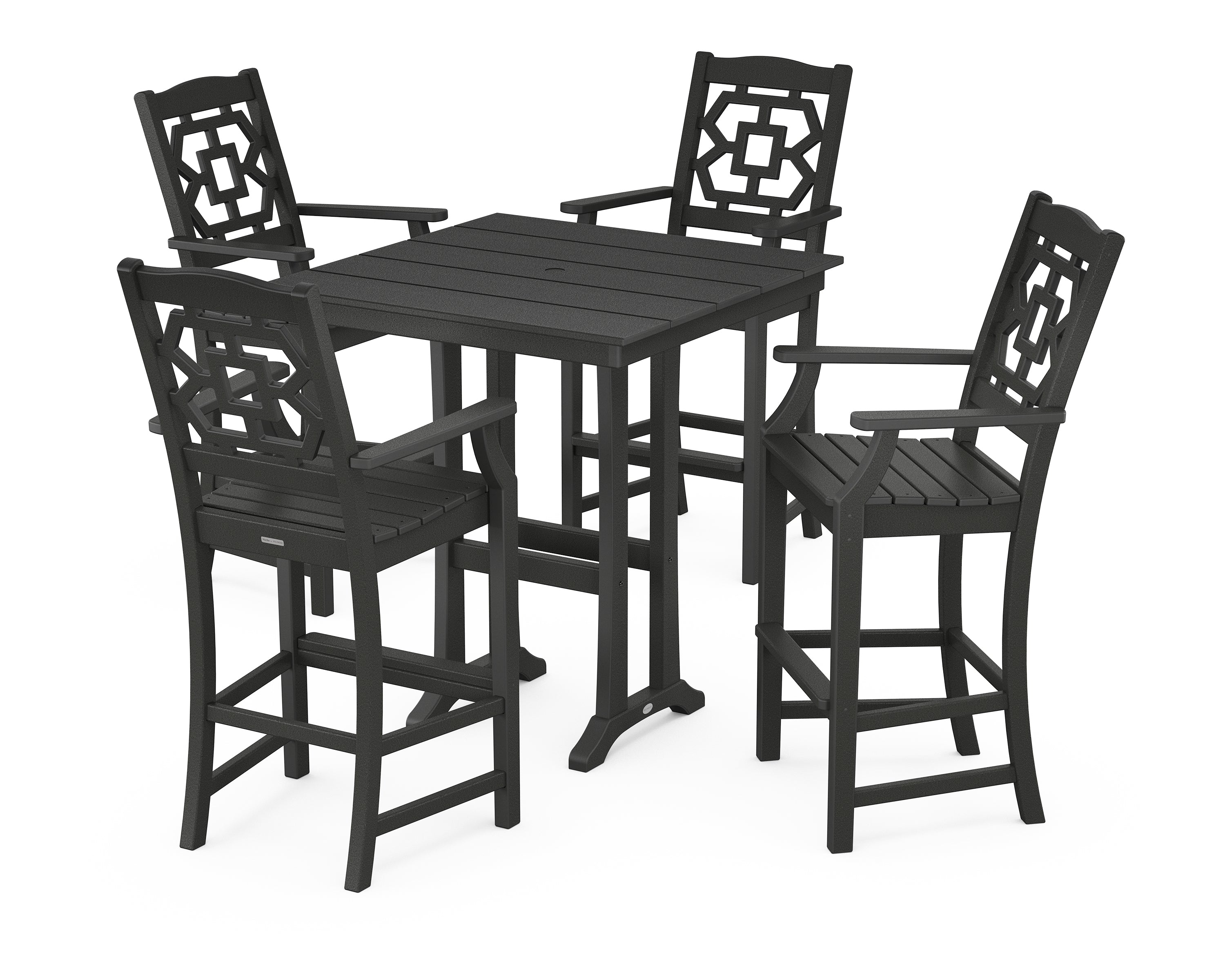 Martha Stewart by POLYWOOD® Chinoiserie 5-Piece Farmhouse Bar Set with Trestle Legs in Black