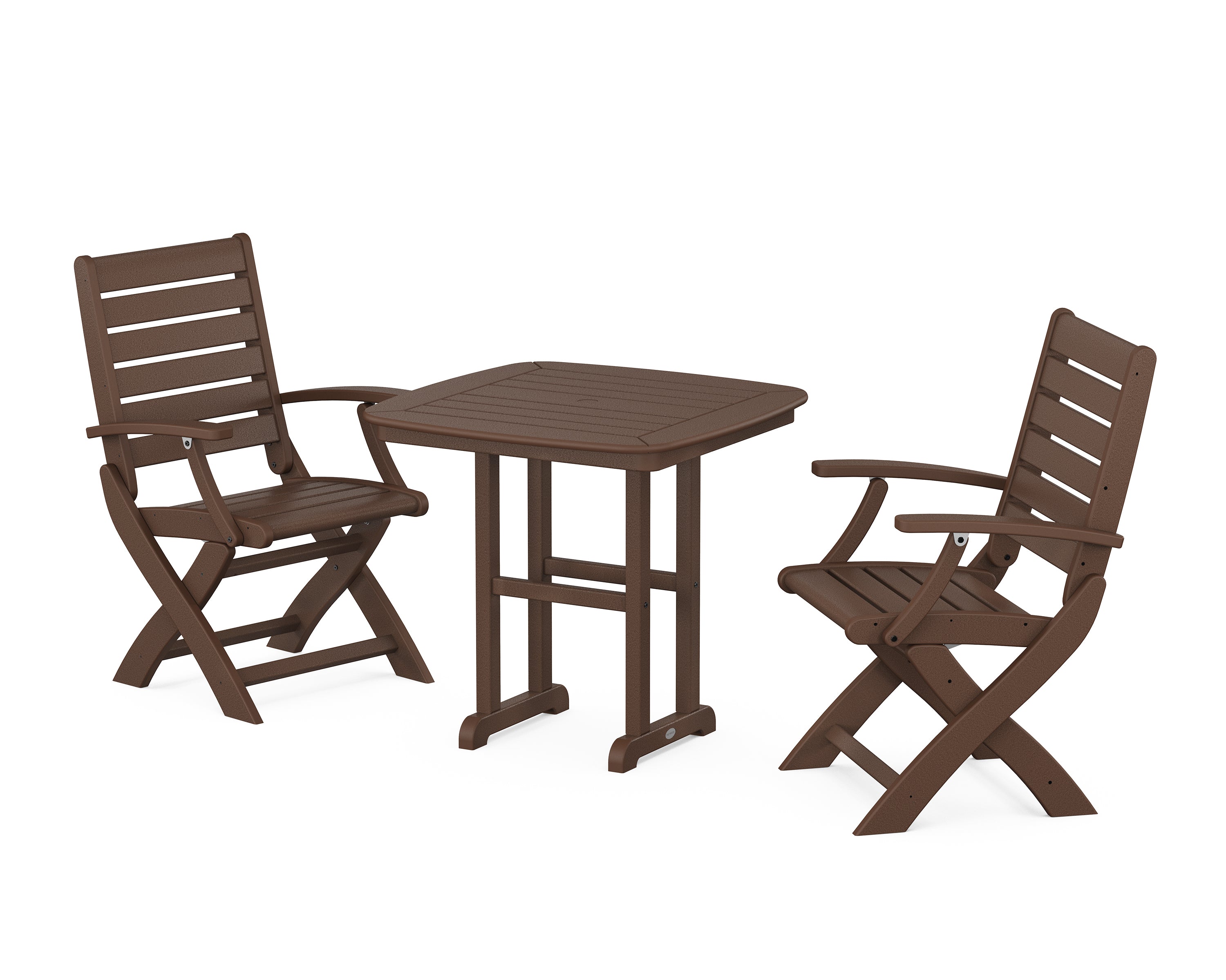 POLYWOOD® Signature Folding Chair 3-Piece Dining Set in Mahogany
