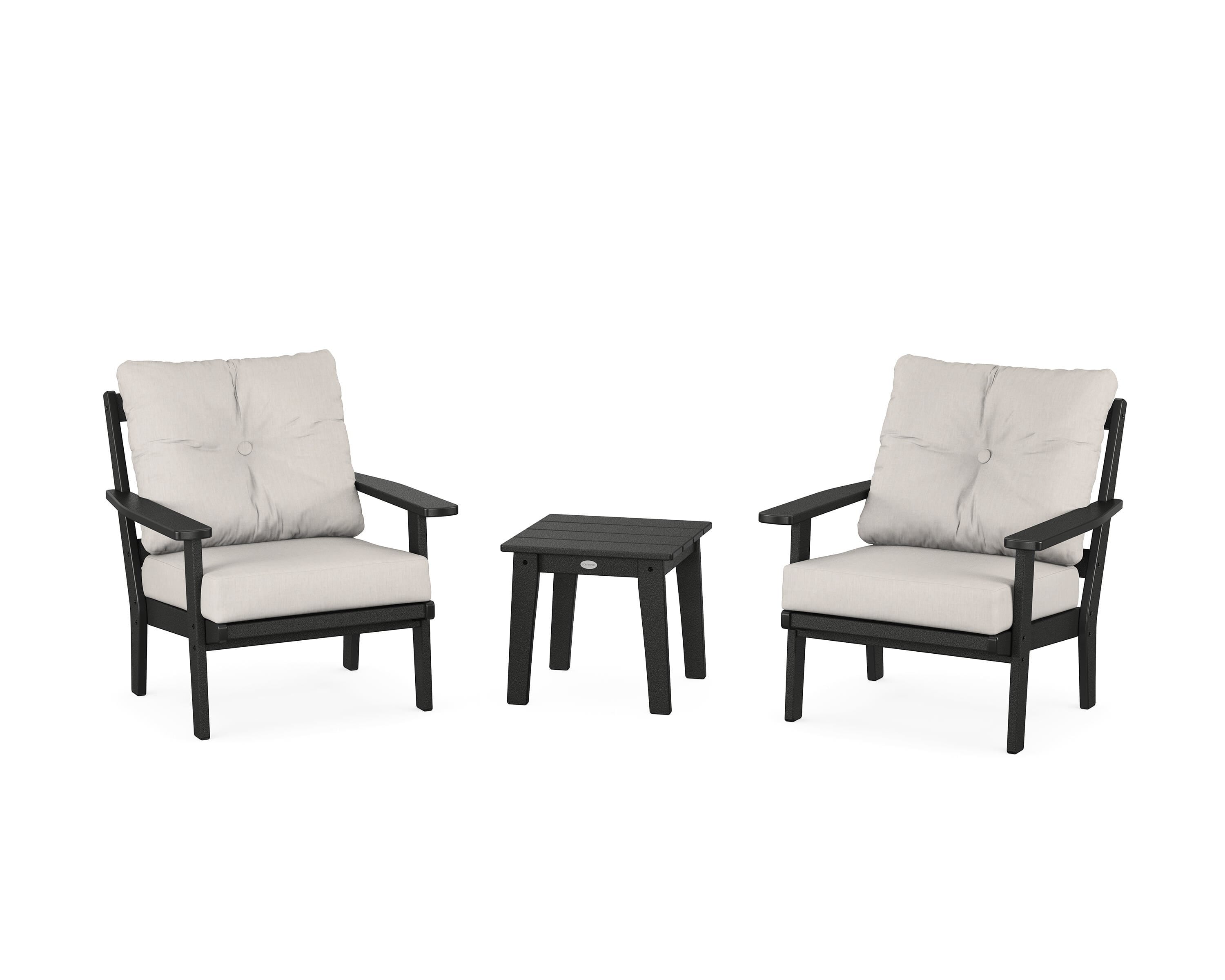 POLYWOOD Oxford 3-Piece Deep Seating Set in Black / Cast Ash