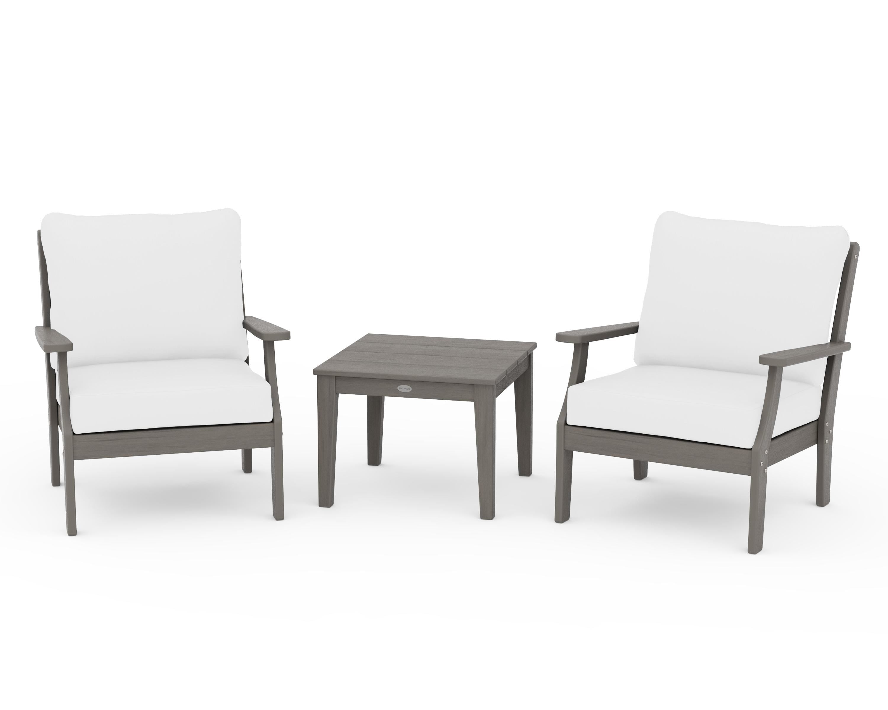 POLYWOOD Braxton 3-Piece Deep Seating Set in Driftwood / Natural