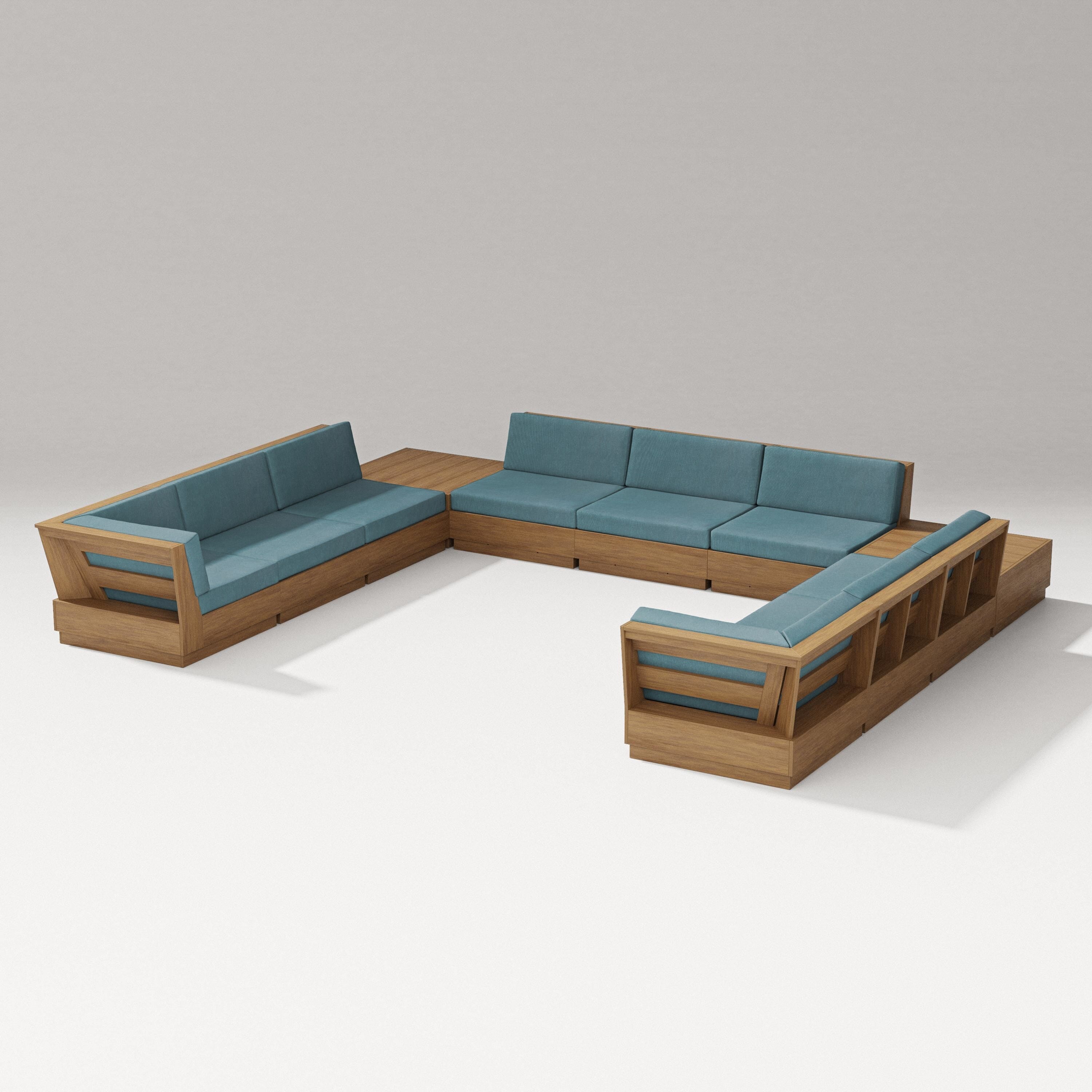 PW Designer Series Elevate 11-Piece U-Shaped Sofa Sectional in Natural / Ocean Teal