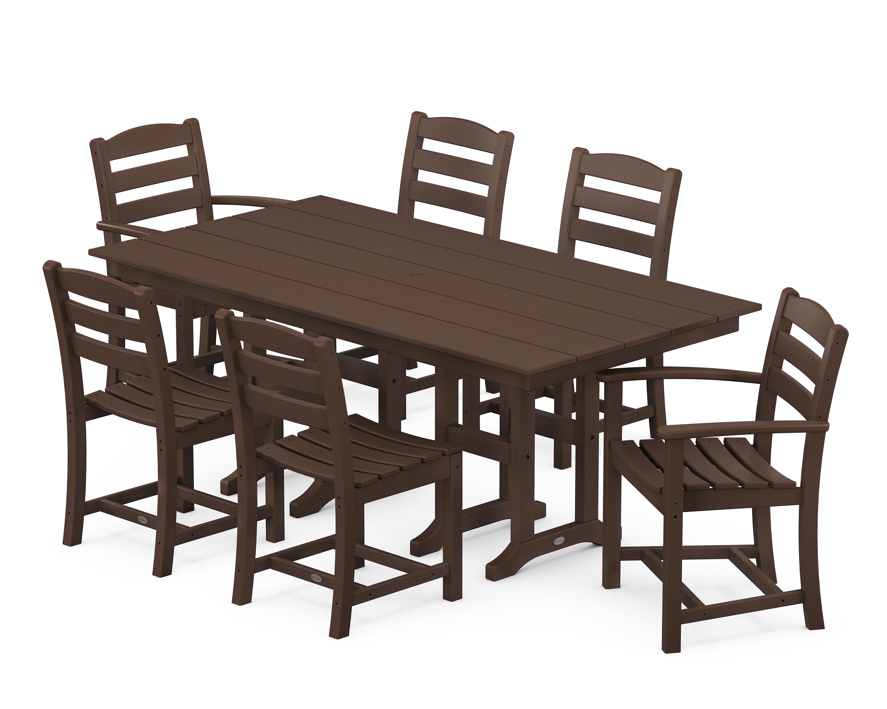 POLYWOOD La Casa Café 7-Piece Farmhouse Dining Set in Mahogany