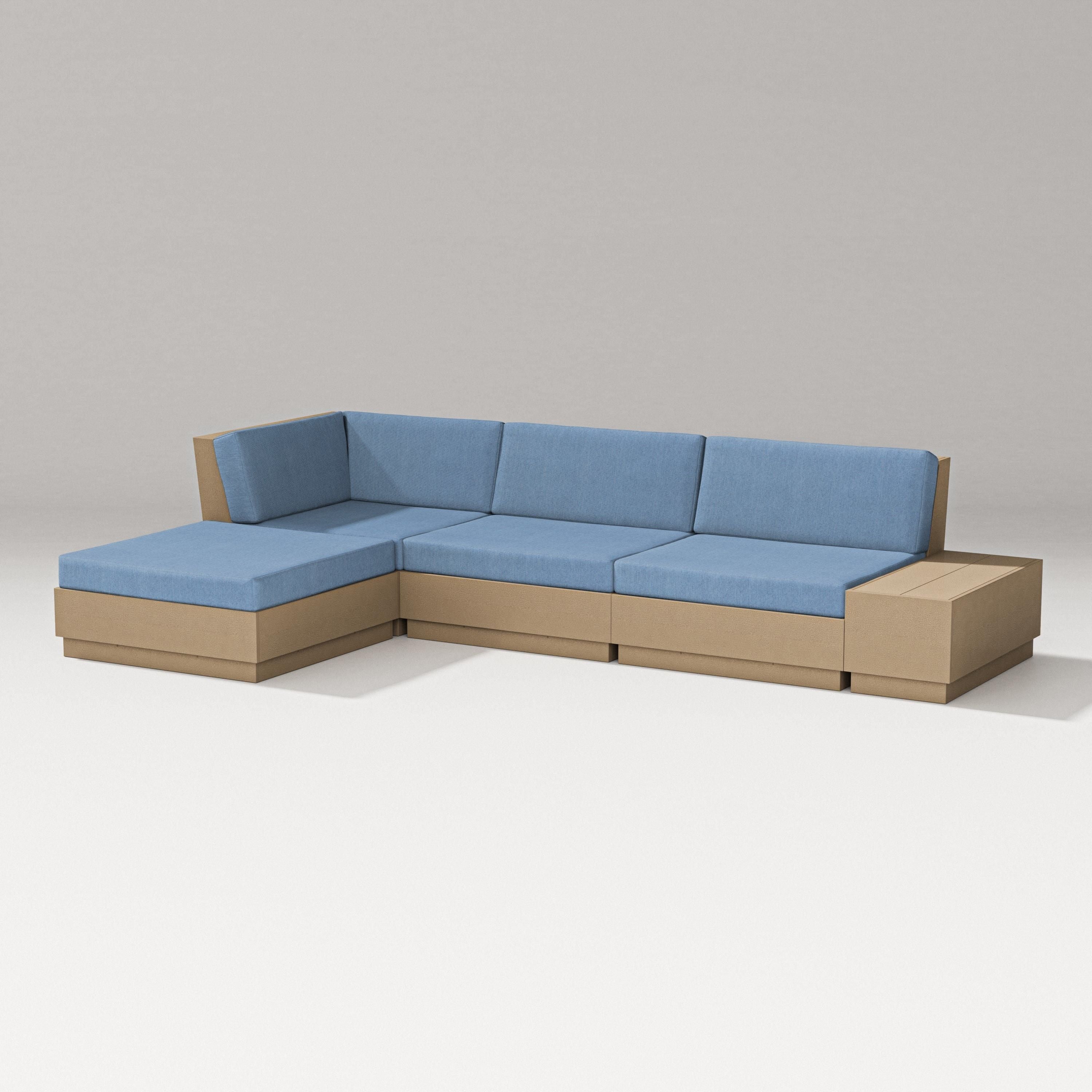 PW Designer Series Elevate Chaise Sectional in Vintage Sahara / Sky Blue