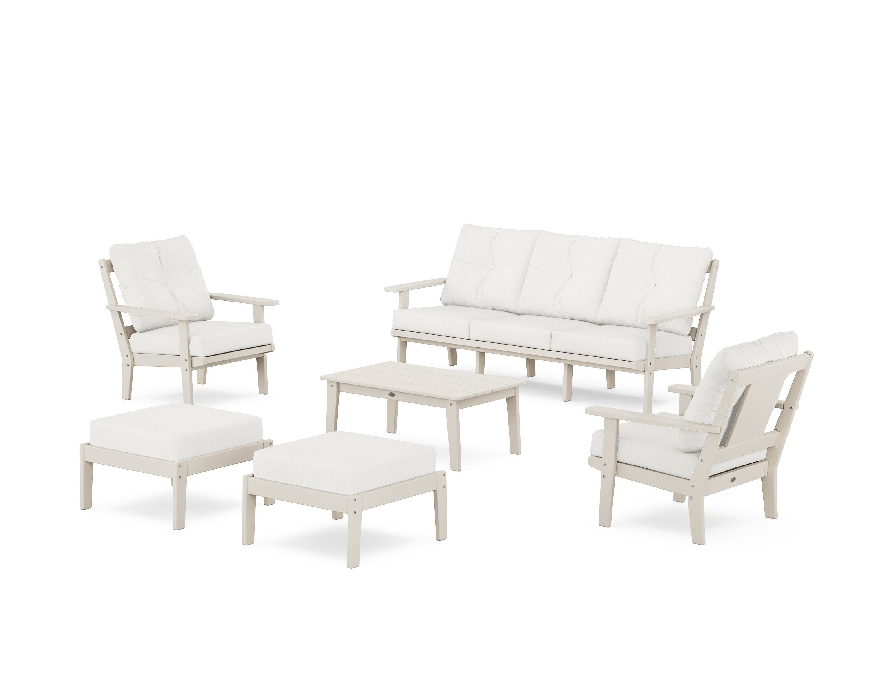POLYWOOD Prairie 6-Piece Lounge Sofa Set in Sand / Natural Linen