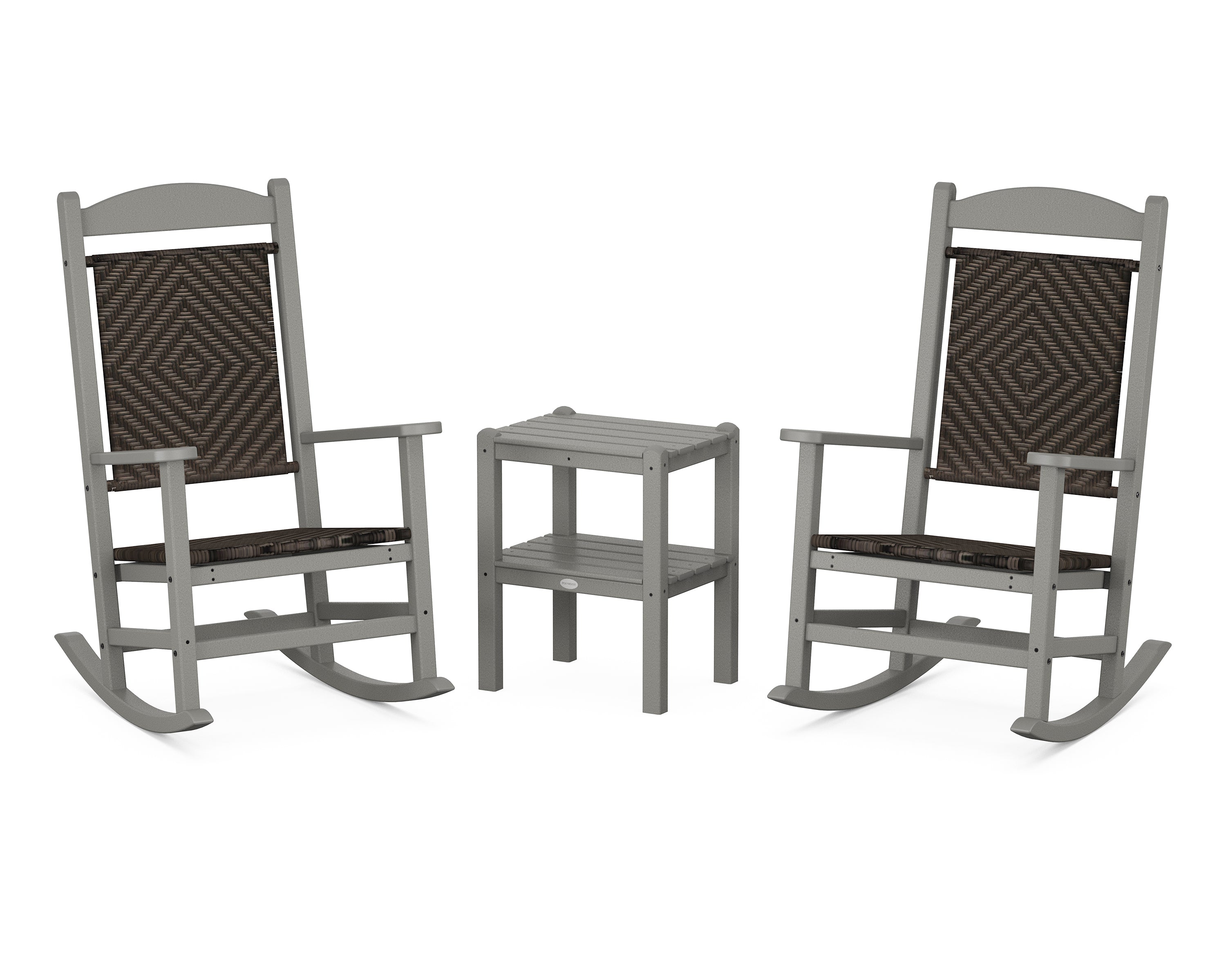 POLYWOOD® Presidential Woven Rocker 3-Piece Set in Slate Grey / Cahaba