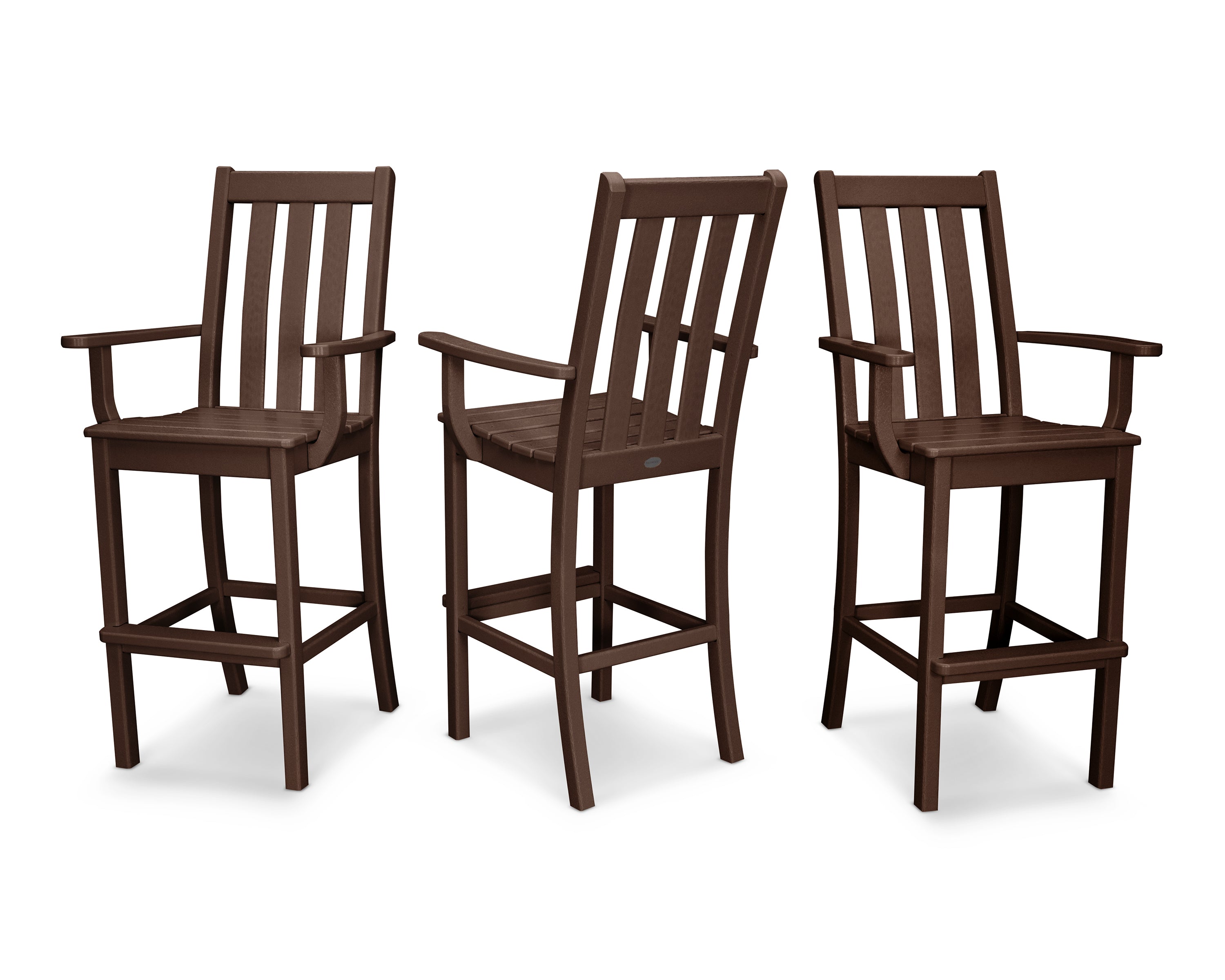POLYWOOD® Vineyard Bar Arm Chair 3-Pack in Mahogany