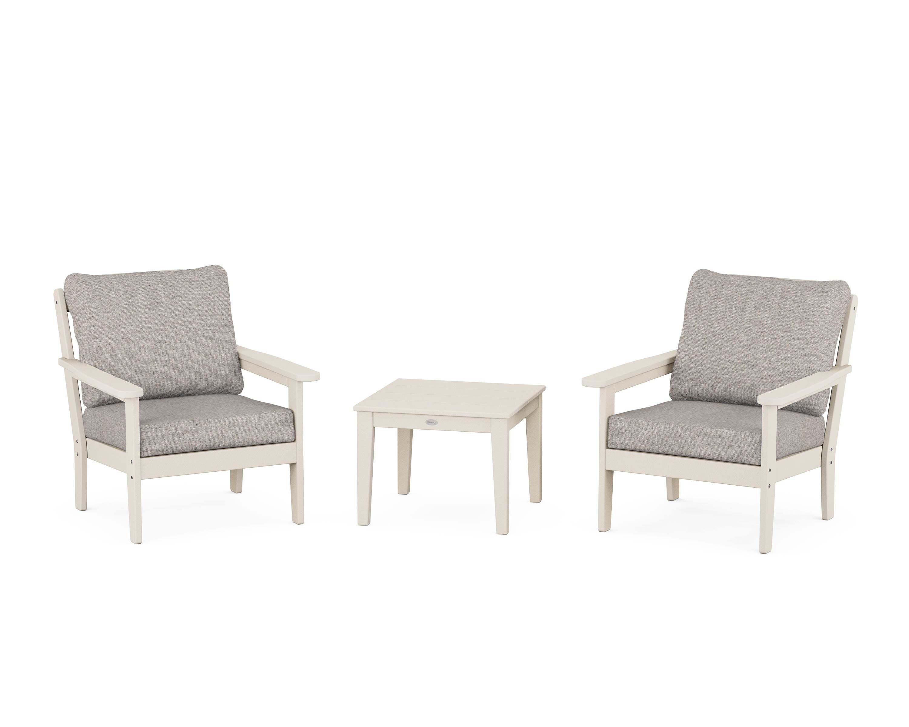 Country Living Cottage 3-Piece Deep Seating Set in Sand / Weathered Tweed