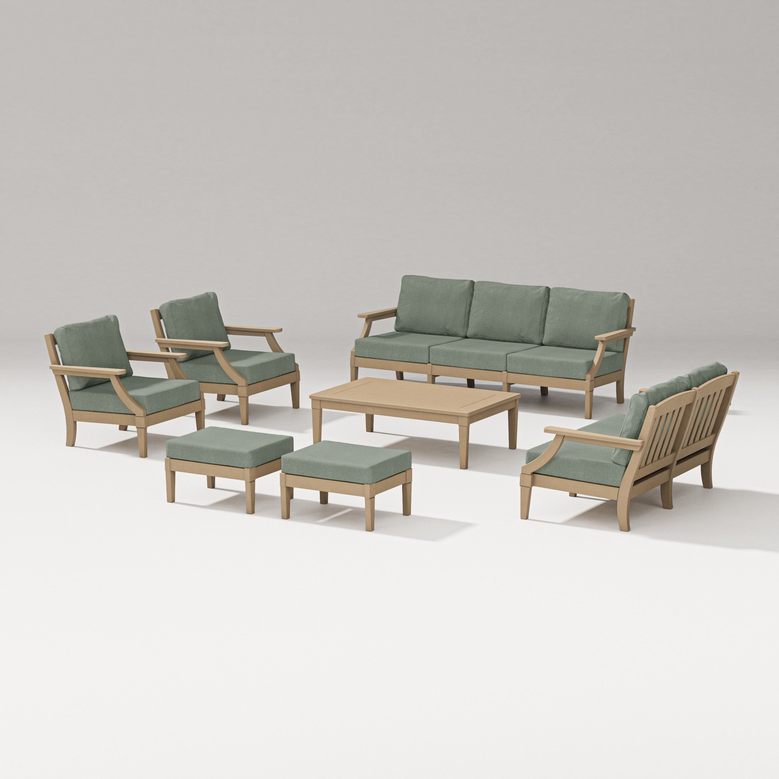PW Designer Series Estate 7-Piece Lounge Sofa Set in Vintage Sahara / Cast Sage