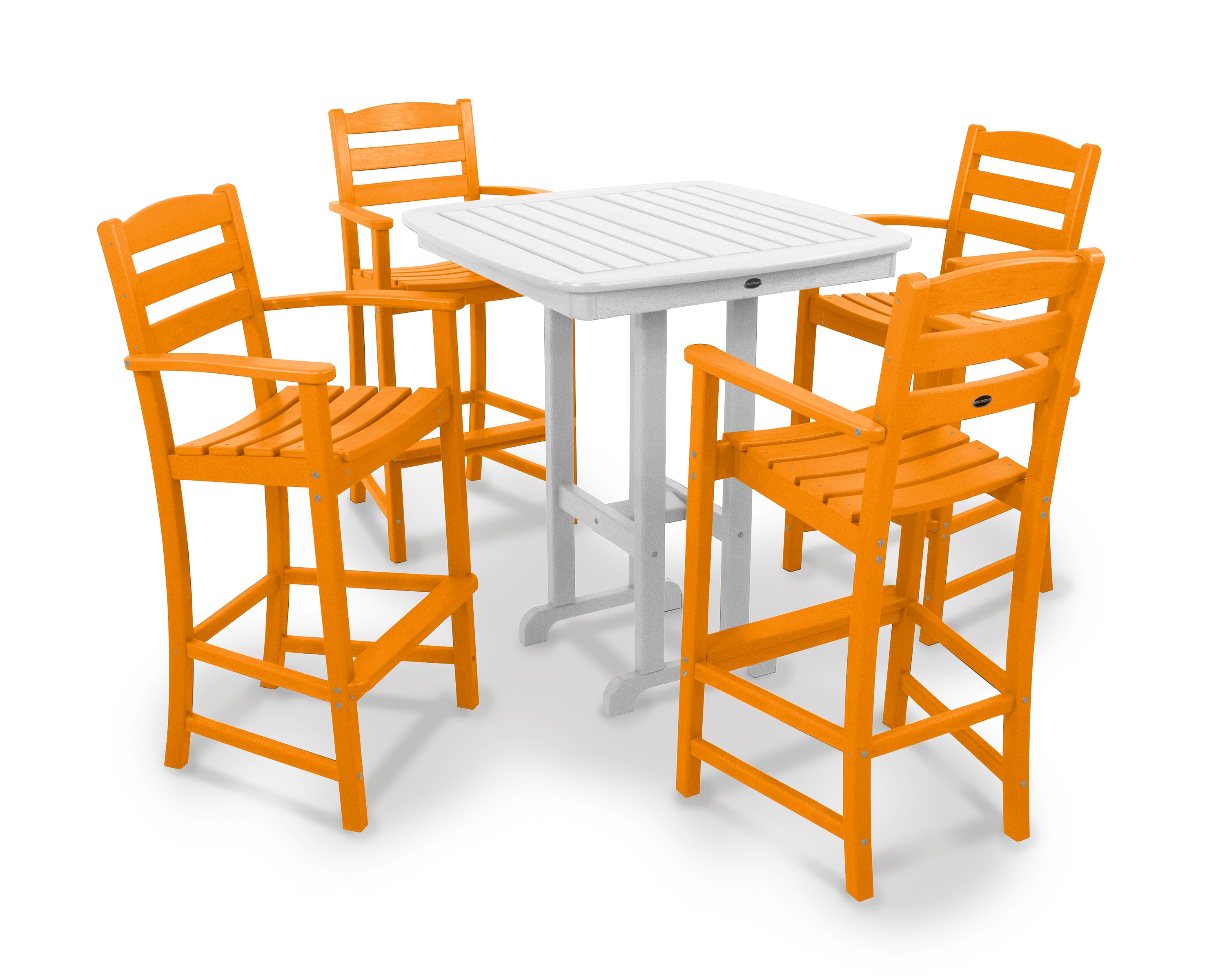 POLYWOOD® La Casa Café 5-Piece Bar Set in Tangerine / White