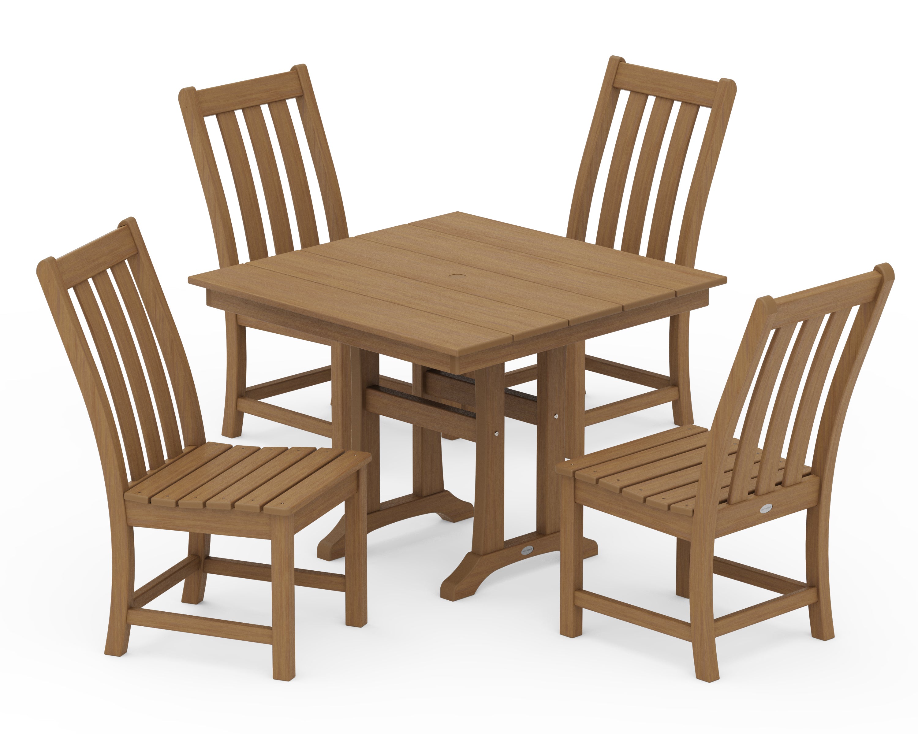 POLYWOOD Vineyard 5-Piece Farmhouse Trestle Side Chair Dining Set in Natural