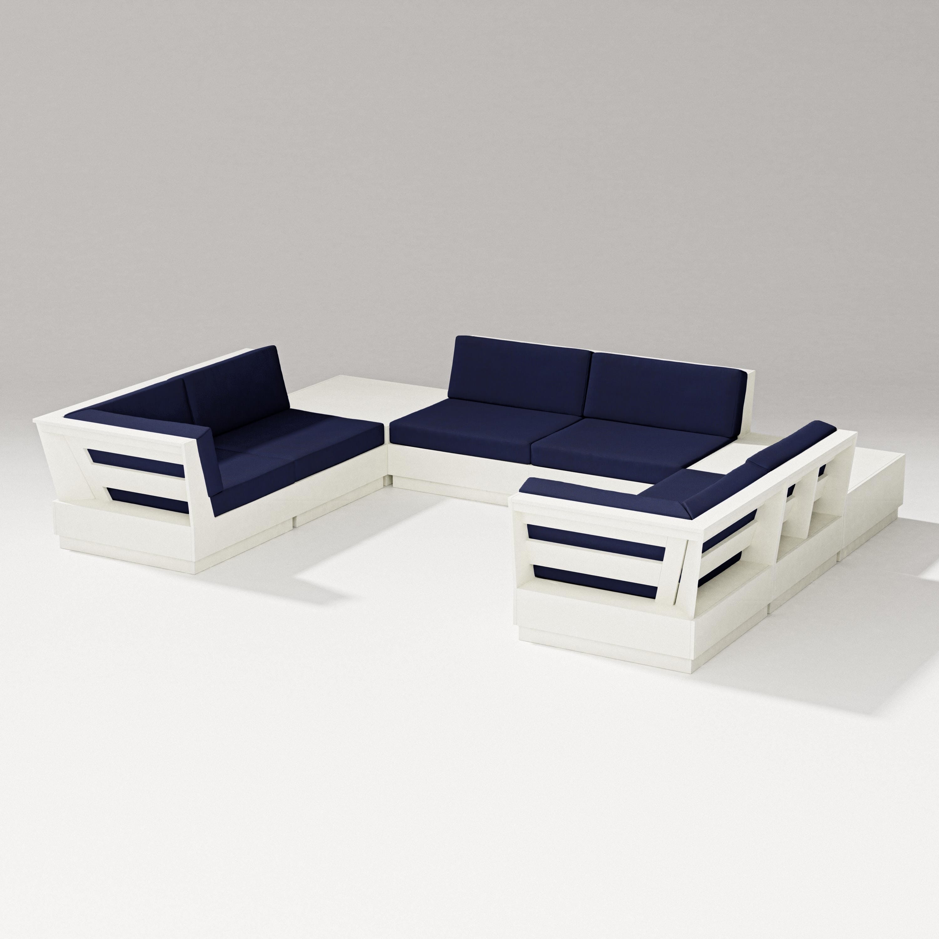 PW Designer Series Elevate 8-Piece U-Shaped Sectional in Vintage White / Navy