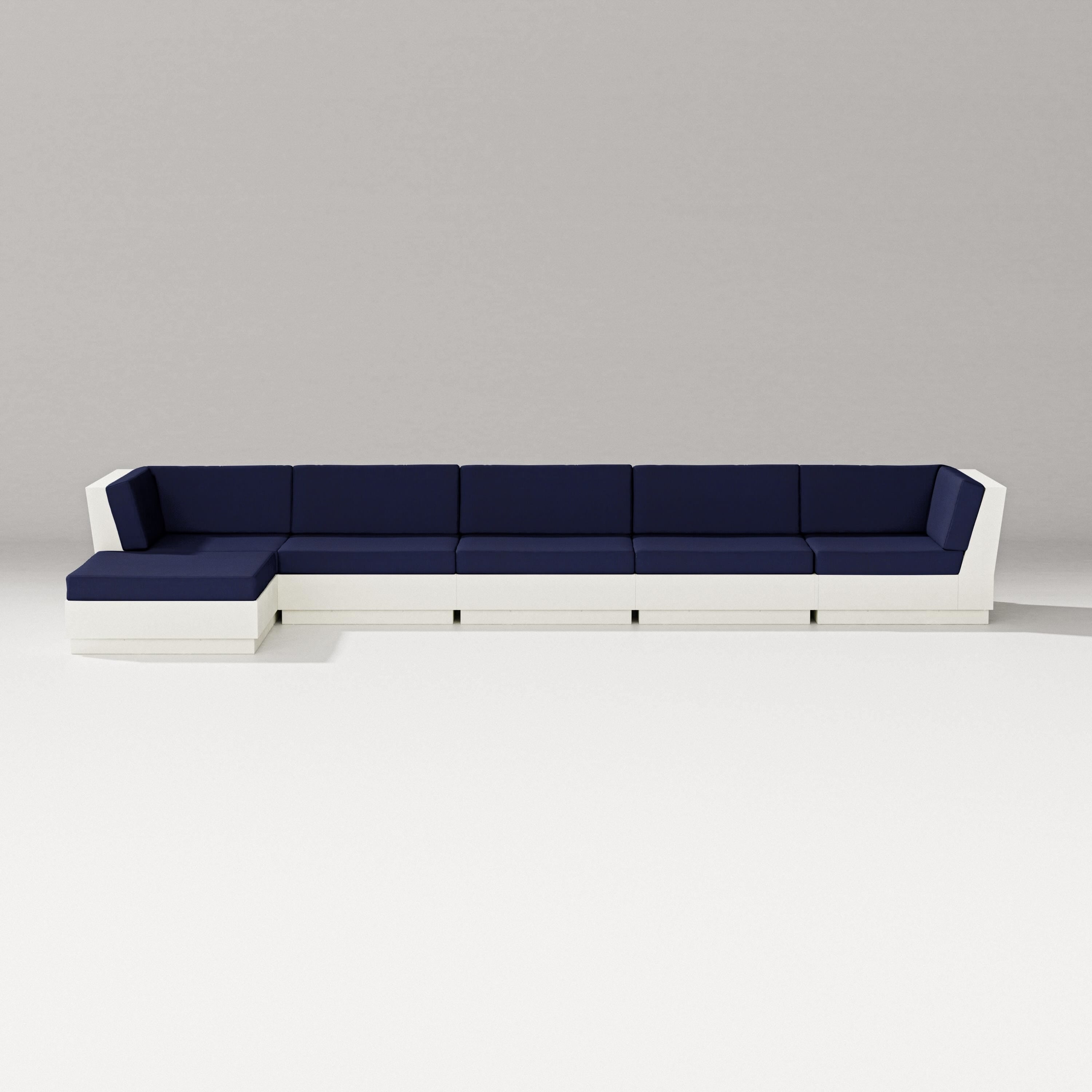 PW Designer Series Elevate 6-Piece Chaise Sectional in Vintage White / Navy