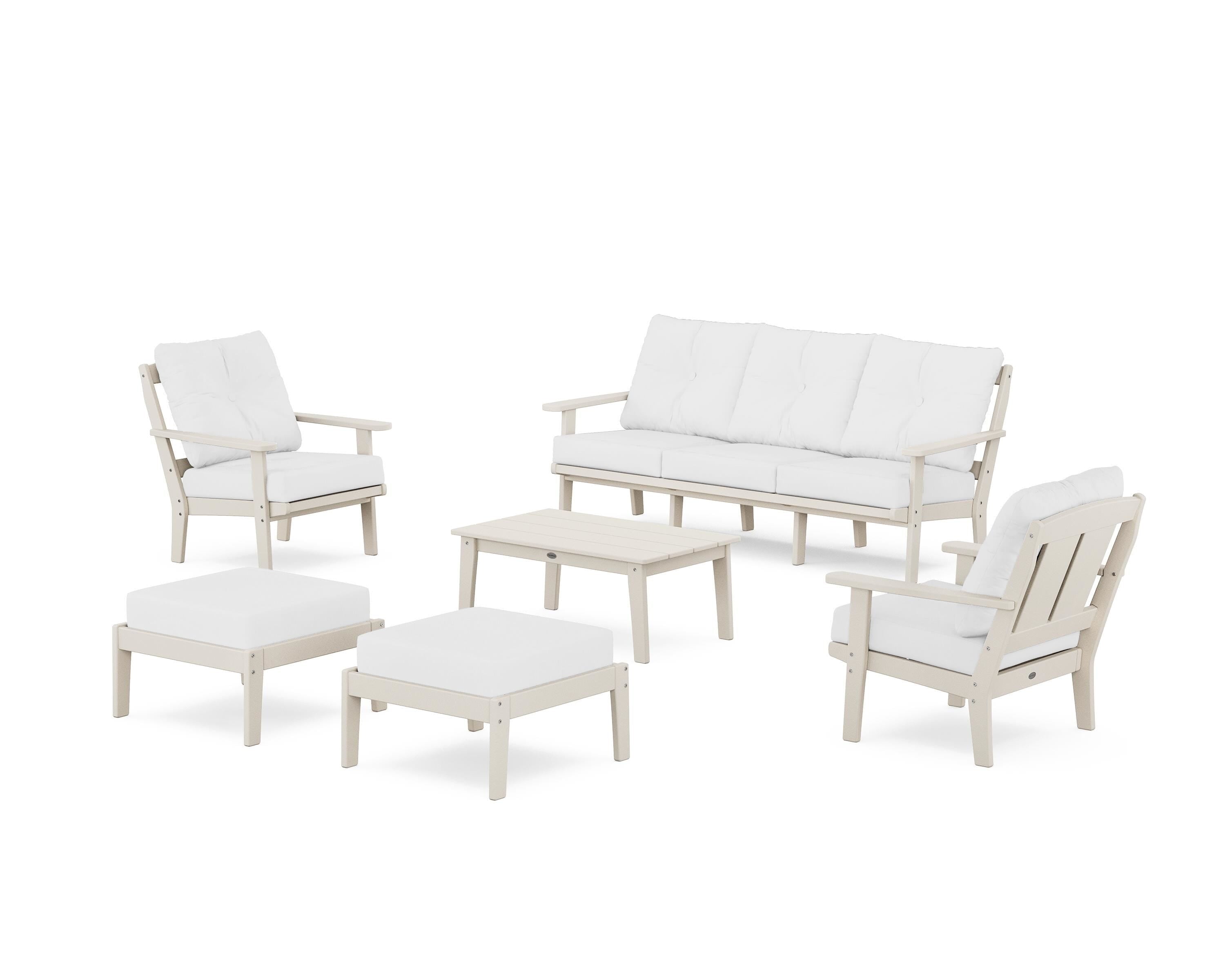 POLYWOOD Mission 6-Piece Lounge Sofa Set in Sand / Natural