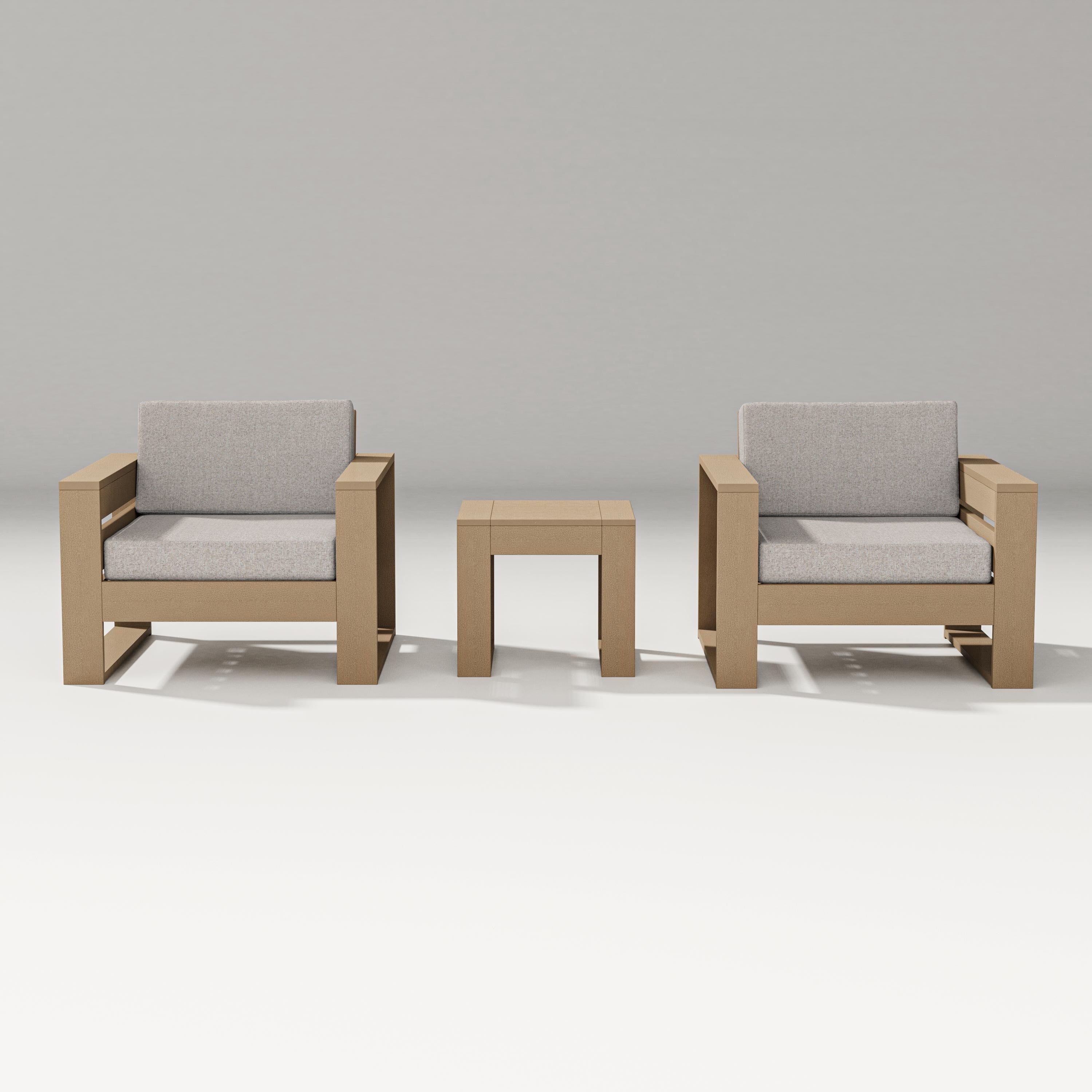 PW Designer Series Latitude 3-Piece Lounge Chair Set in Vintage Sahara / Weathered Tweed