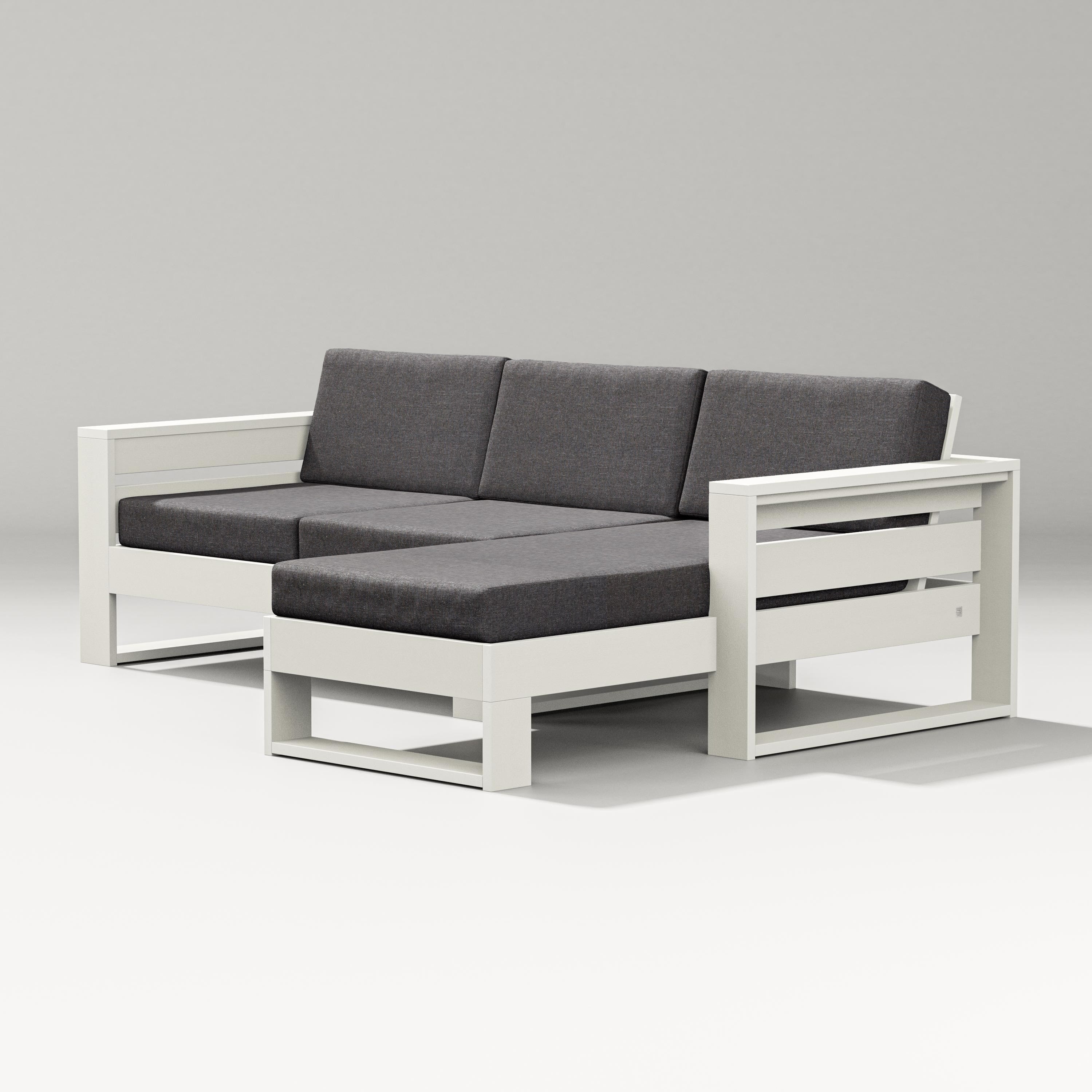 PW Designer Series Latitude Right Chaise Sectional in Vintage White / Ash Charcoal