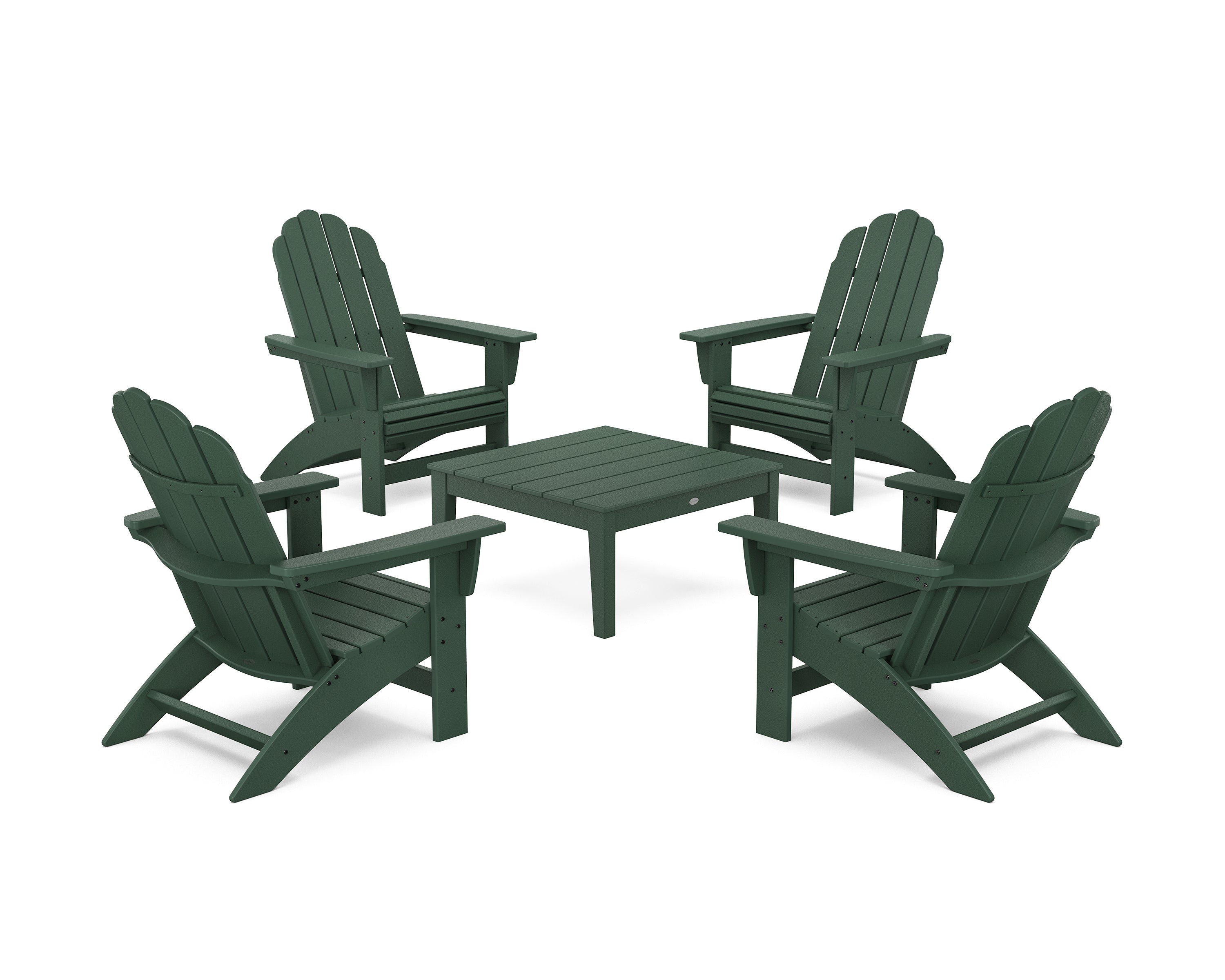 POLYWOOD® 5-Piece Vineyard Grand Adirondack Chair Conversation Group in Green