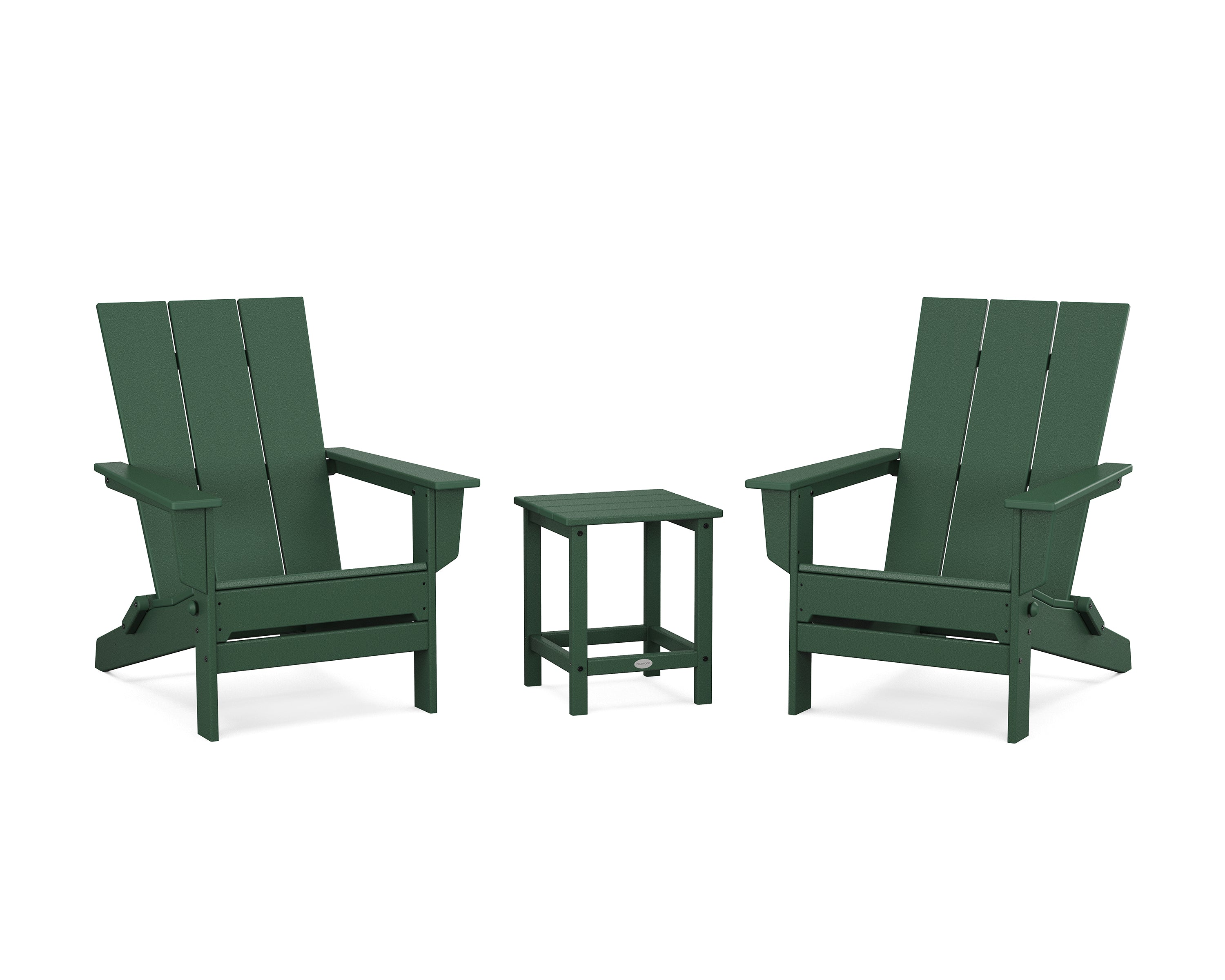 POLYWOOD® 3-Piece Modern Studio Folding Adirondack Set in Green