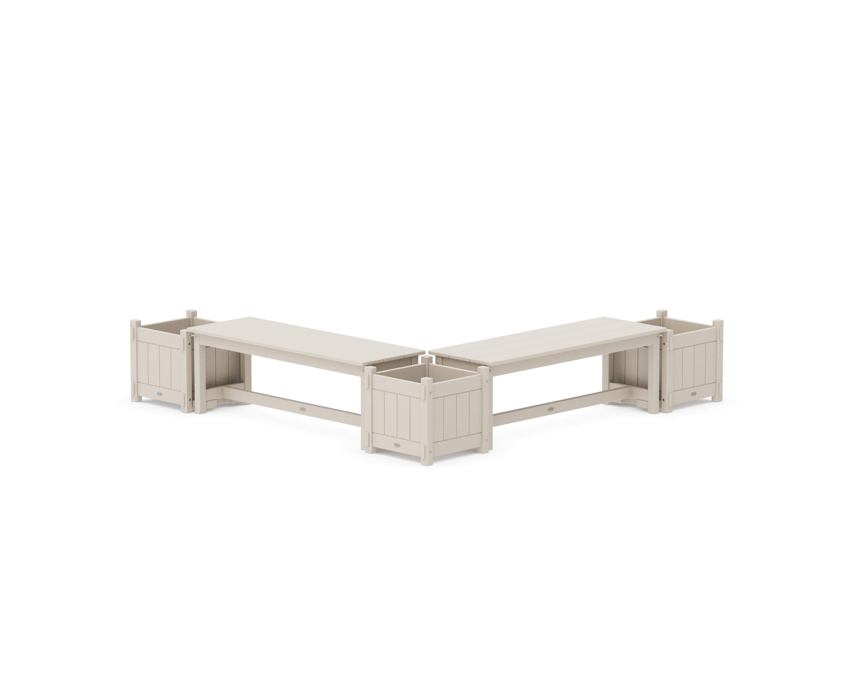 POLYWOOD 48" Vineyard L- Shaped Planter Bench Corner Set in Sand