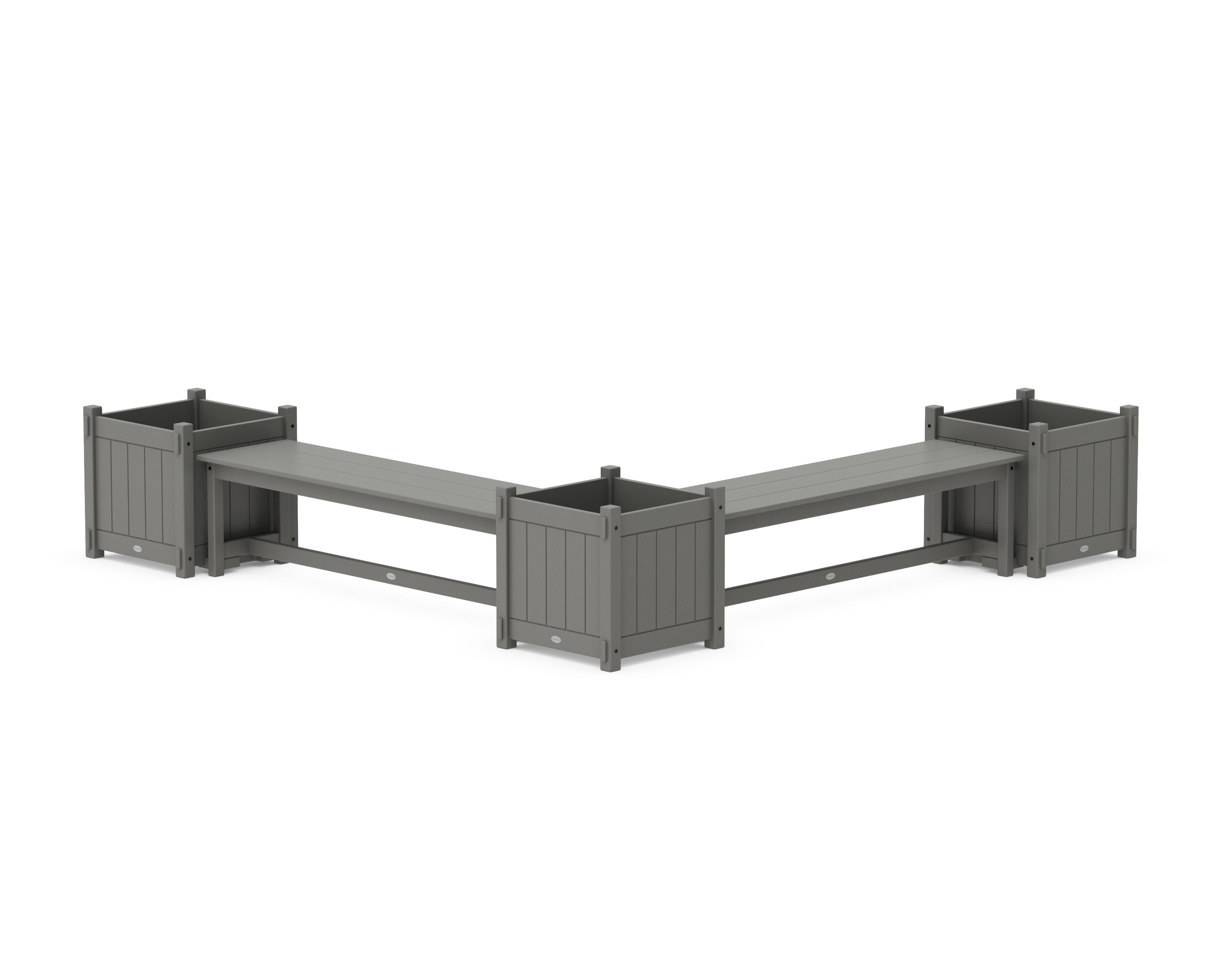 POLYWOOD 60" Vineyard L- Shaped Planter Bench Corner Set - Large in Slate Grey