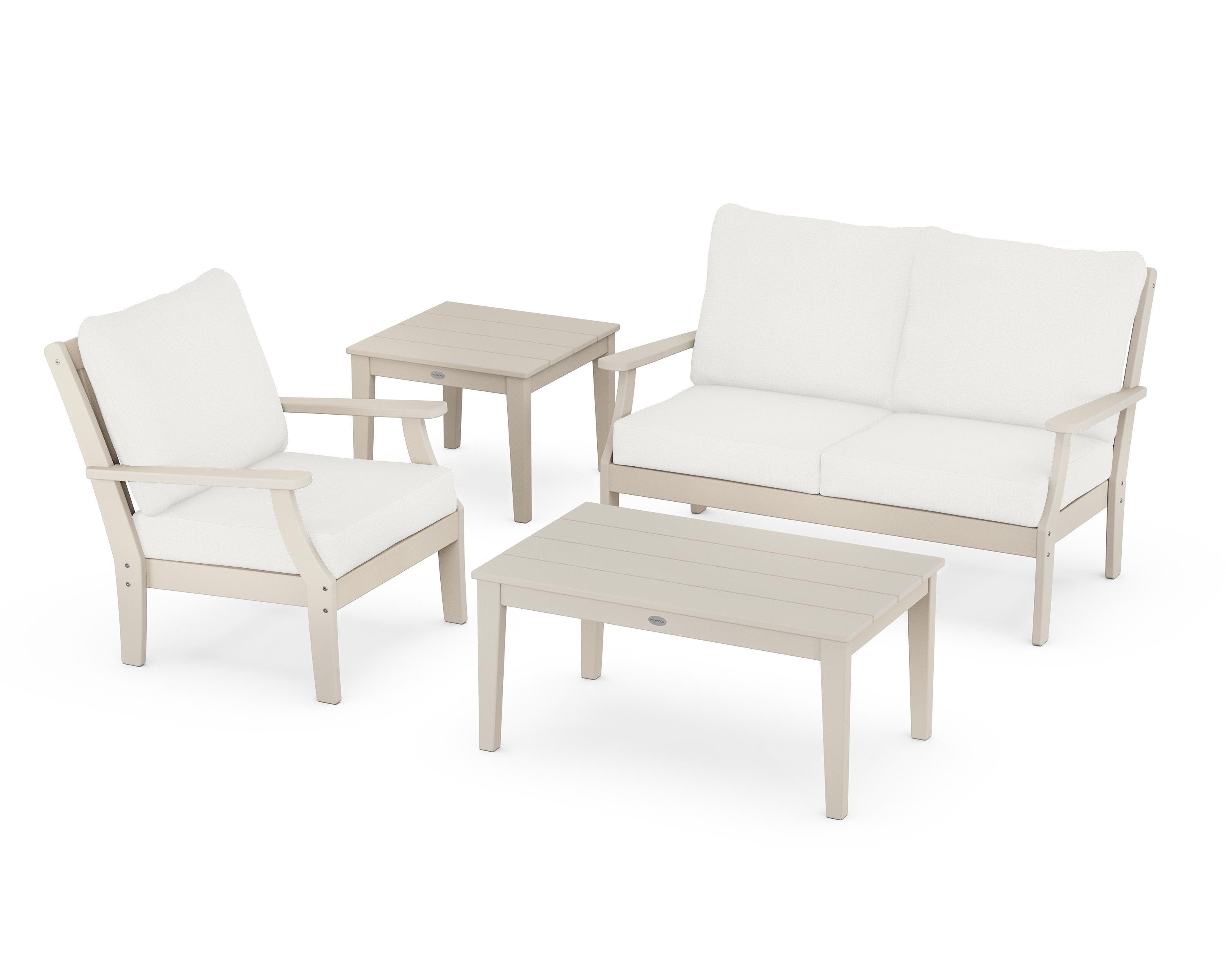 POLYWOOD Braxton 4-Piece Deep Seating Set in Sand / Natural Linen