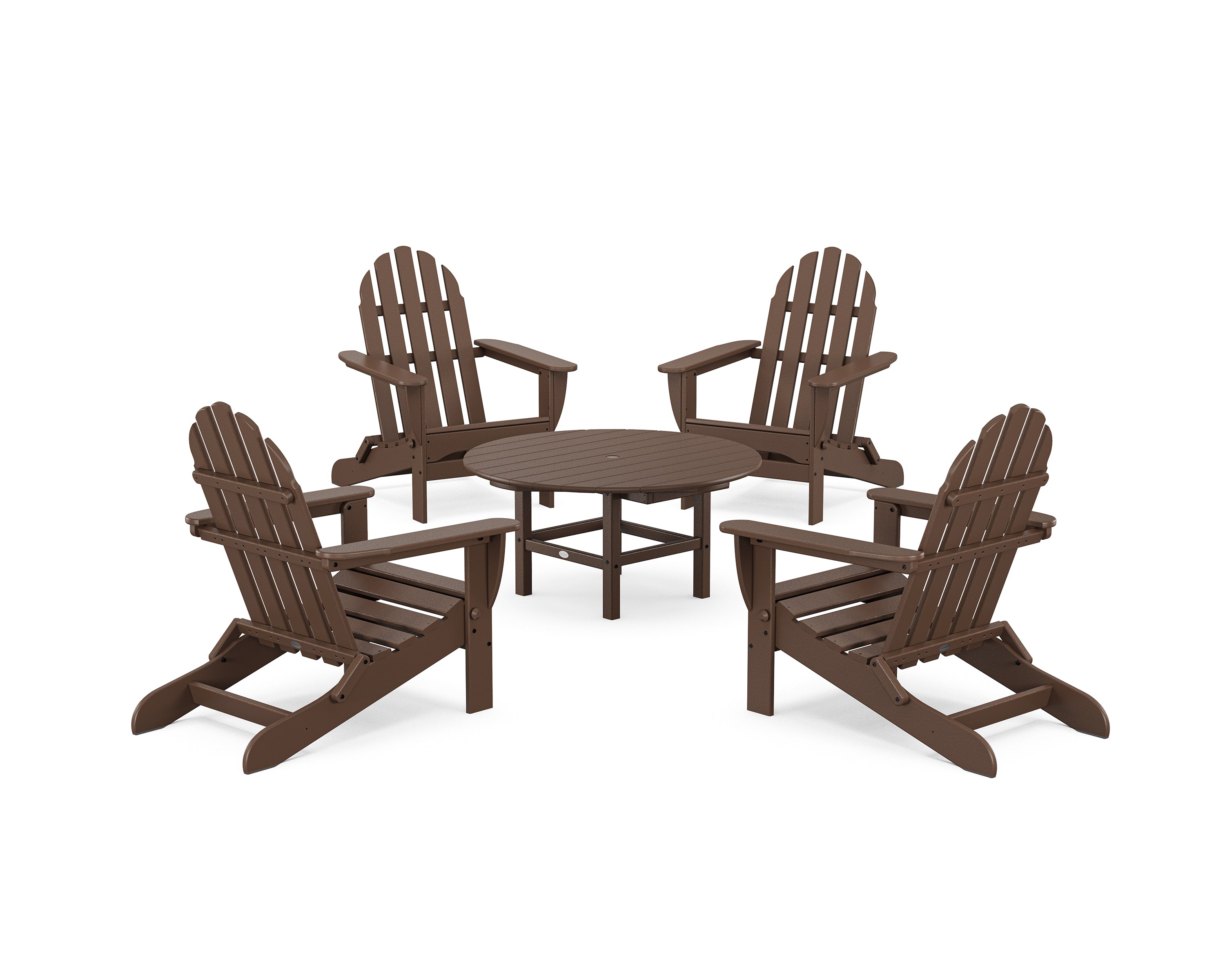 POLYWOOD® Classic Folding Adirondack 5-Piece Conversation Group in Mahogany