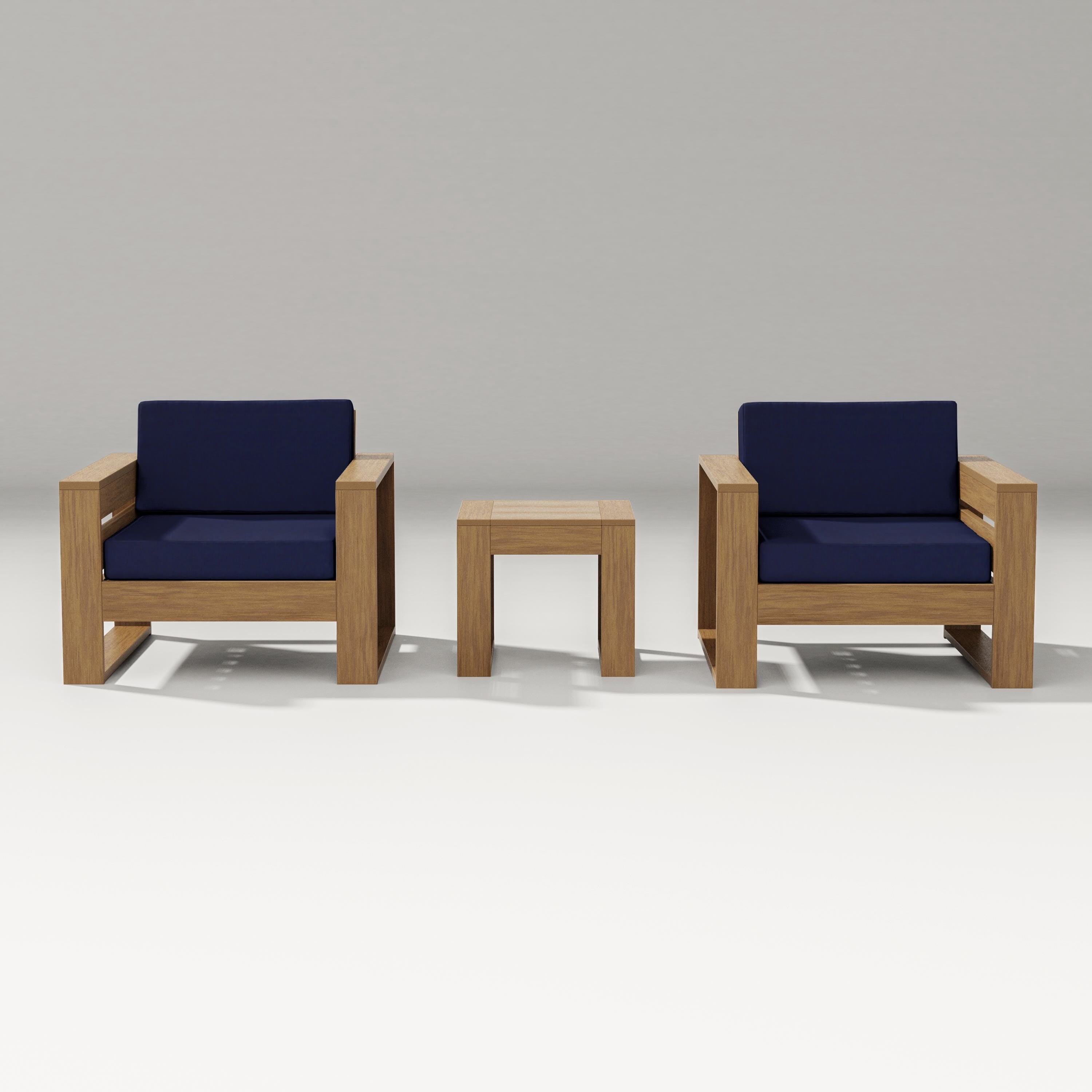 PW Designer Series Latitude 3-Piece Lounge Chair Set in Natural / Navy