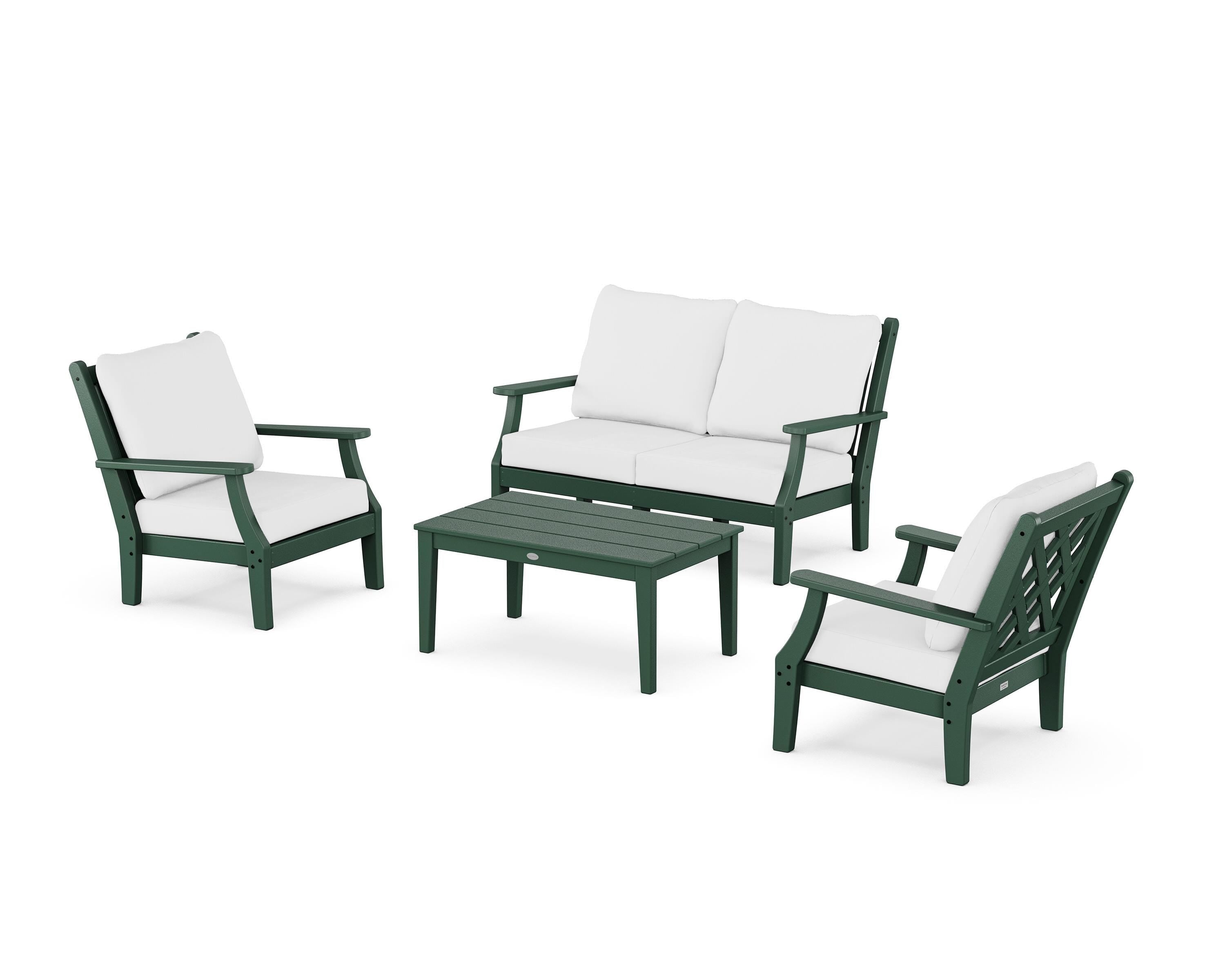 Country Living Wovendale 4-Piece Deep Seating Set with Loveseat in Green / Natural