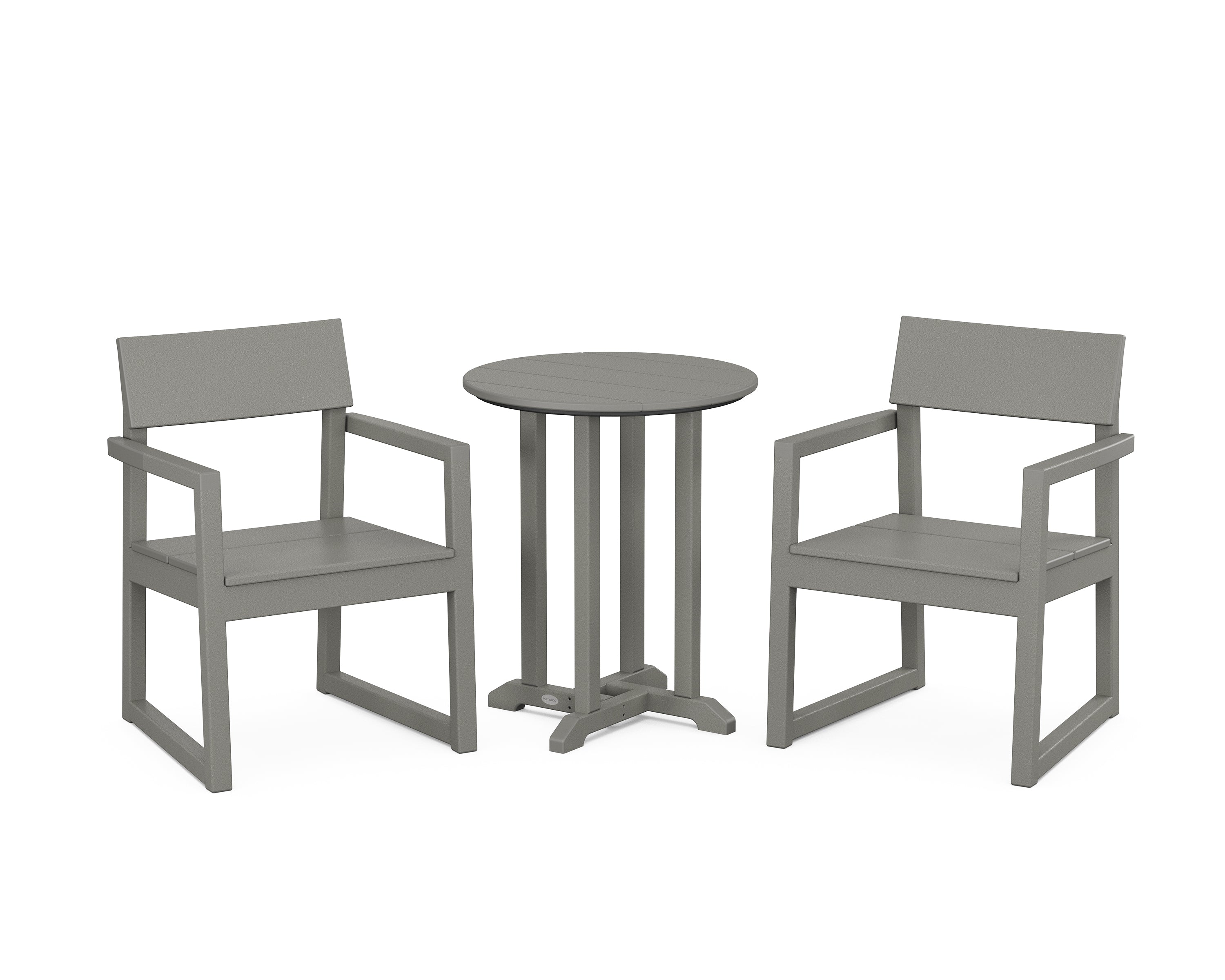 POLYWOOD EDGE 3-Piece Round Bistro Dining Set in Slate Grey