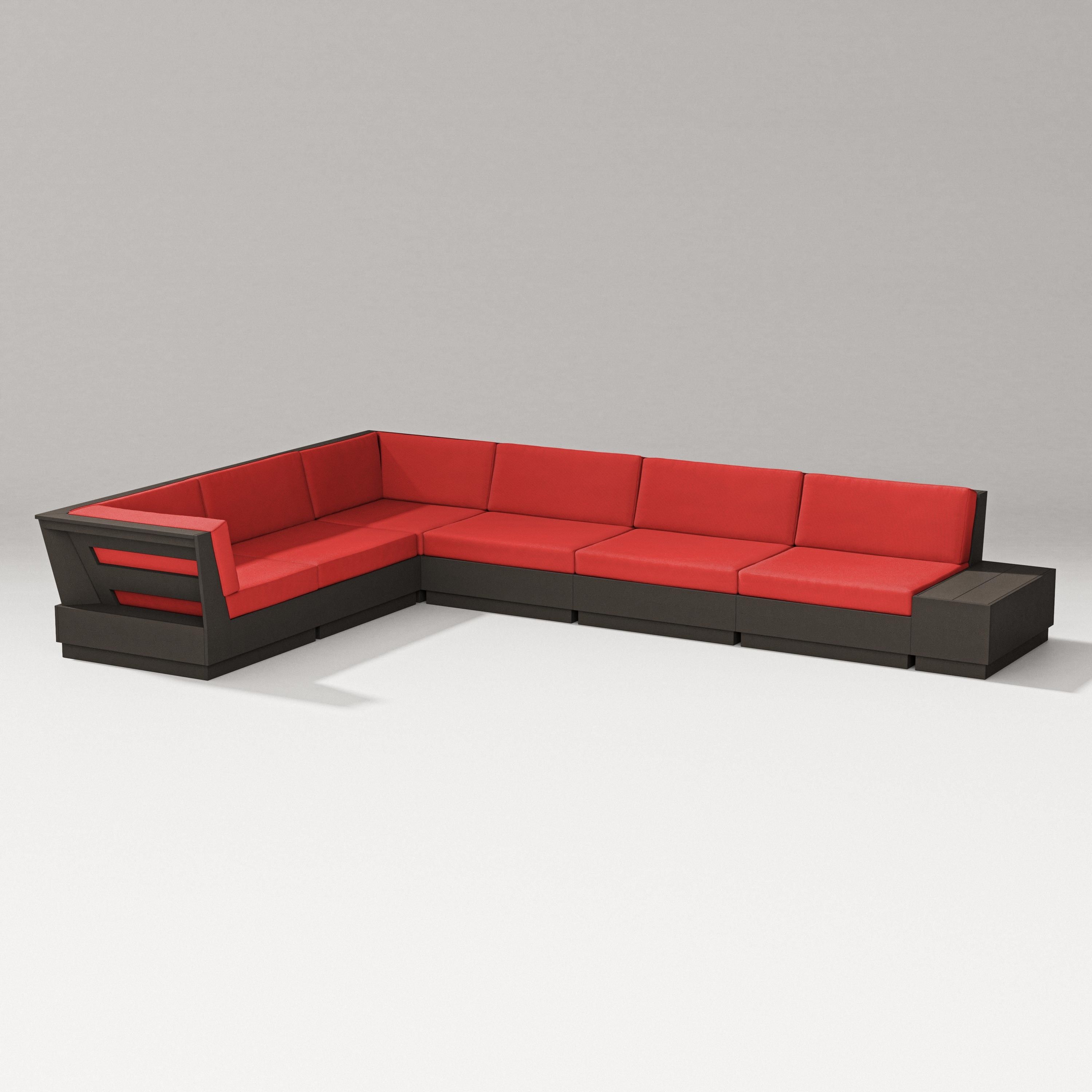 PW Designer Series Elevate 7-Piece Corner Sectional in Vintage Coffee / Crimson Linen