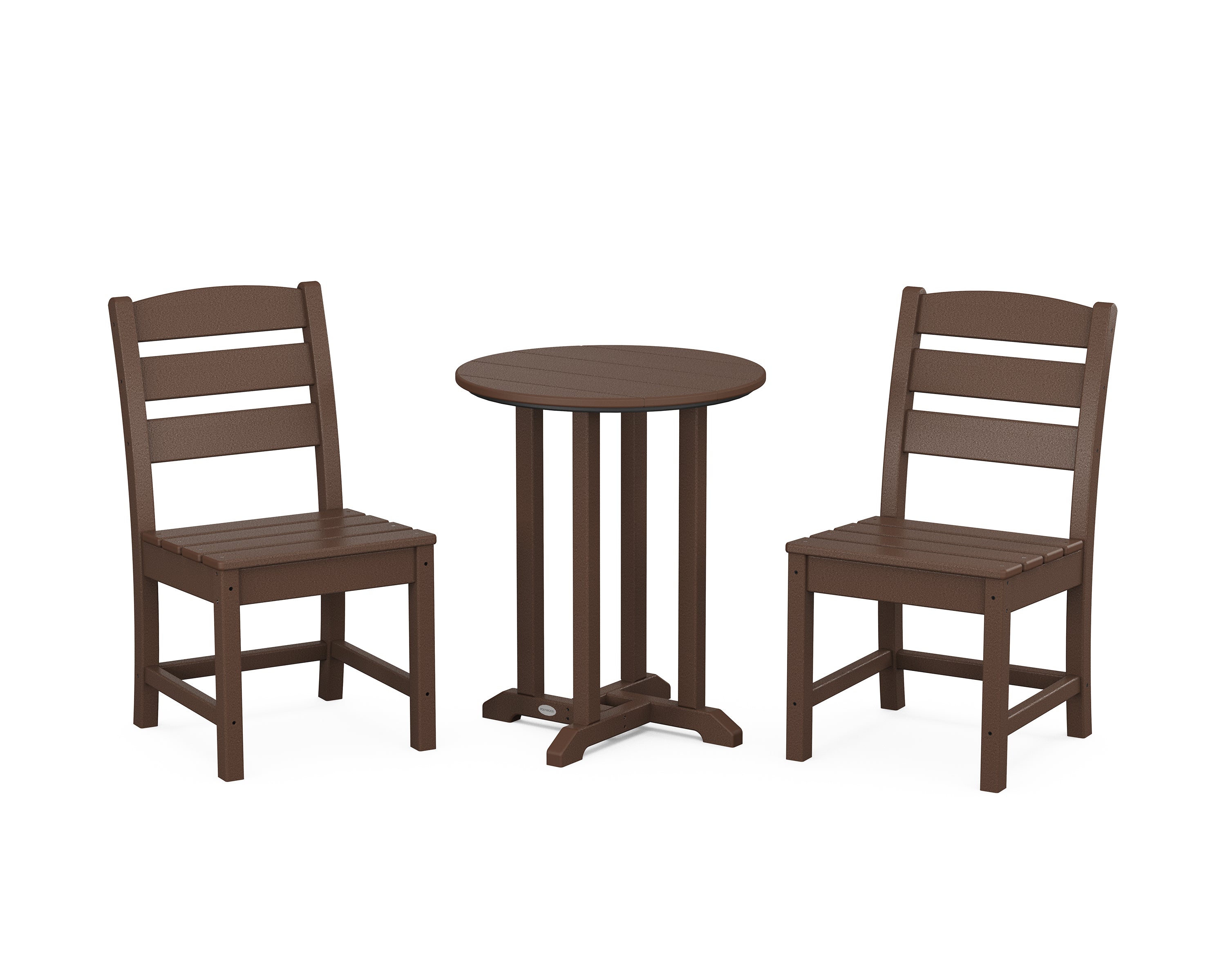 POLYWOOD Lakeside Side Chair 3-Piece Round Bistro Dining Set in Mahogany