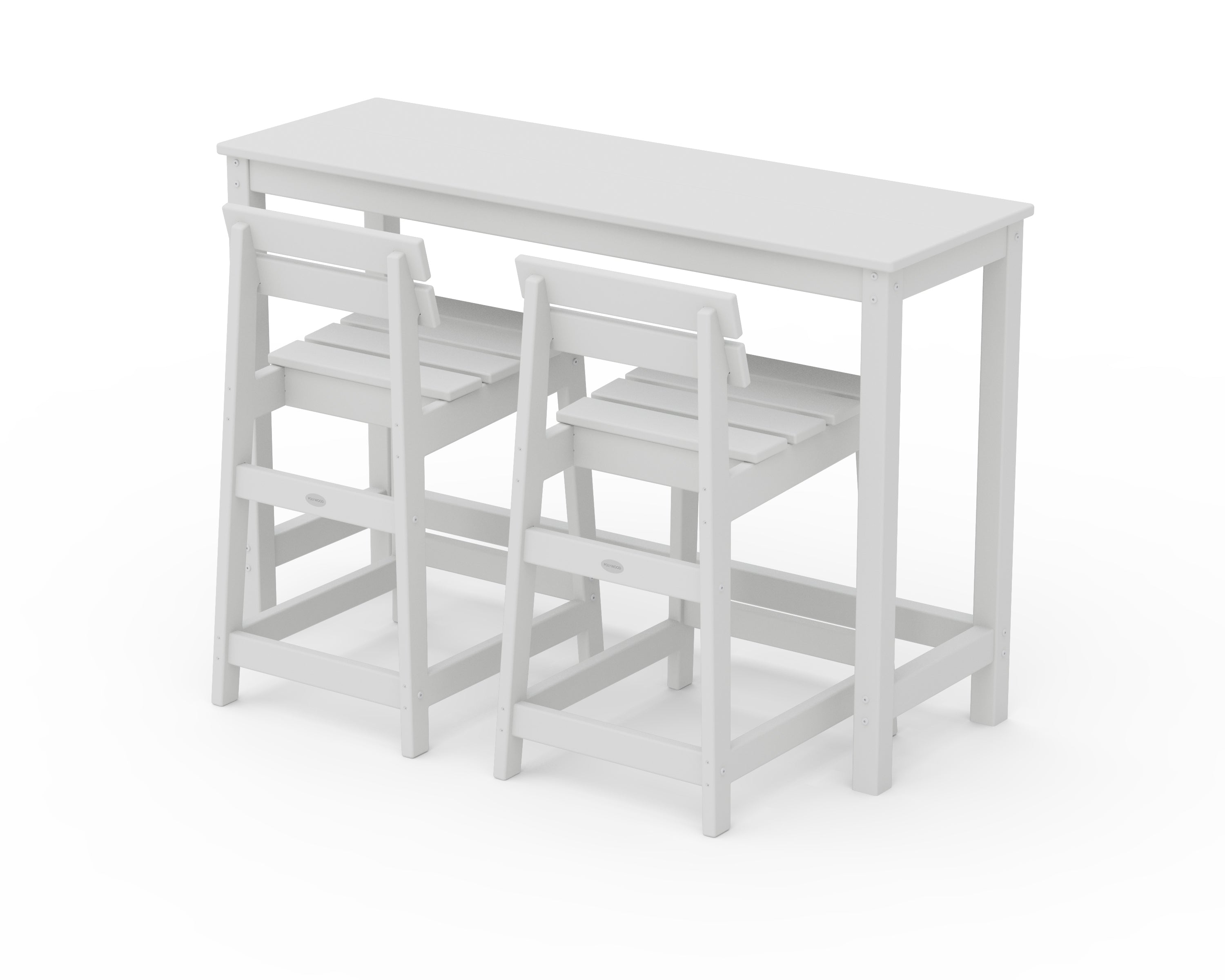 POLYWOOD Modern Studio Plaza Lowback Counter Chair 3-Piece Balcony Set in White