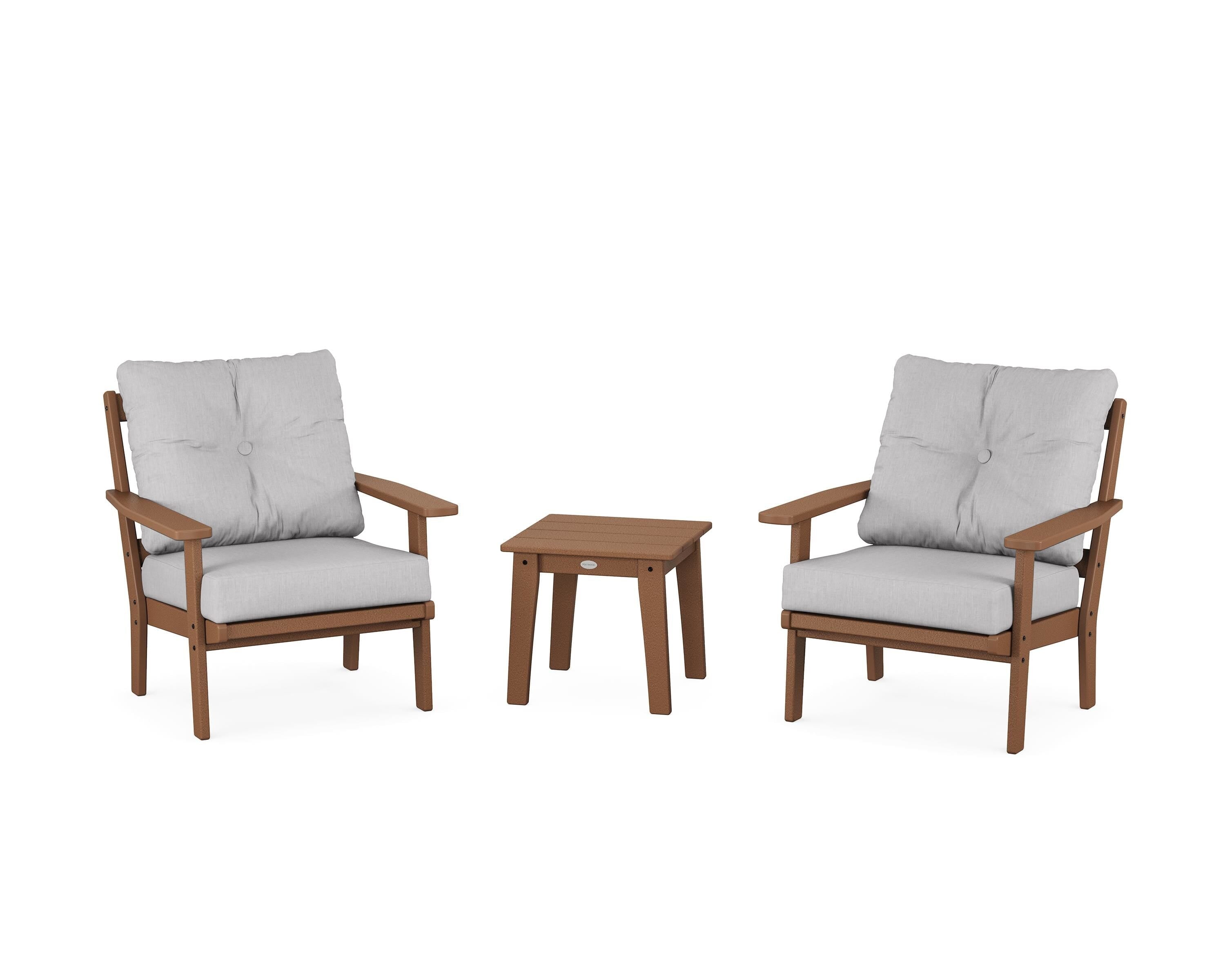 POLYWOOD Prairie 3-Piece Deep Seating Set in Teak / Granite