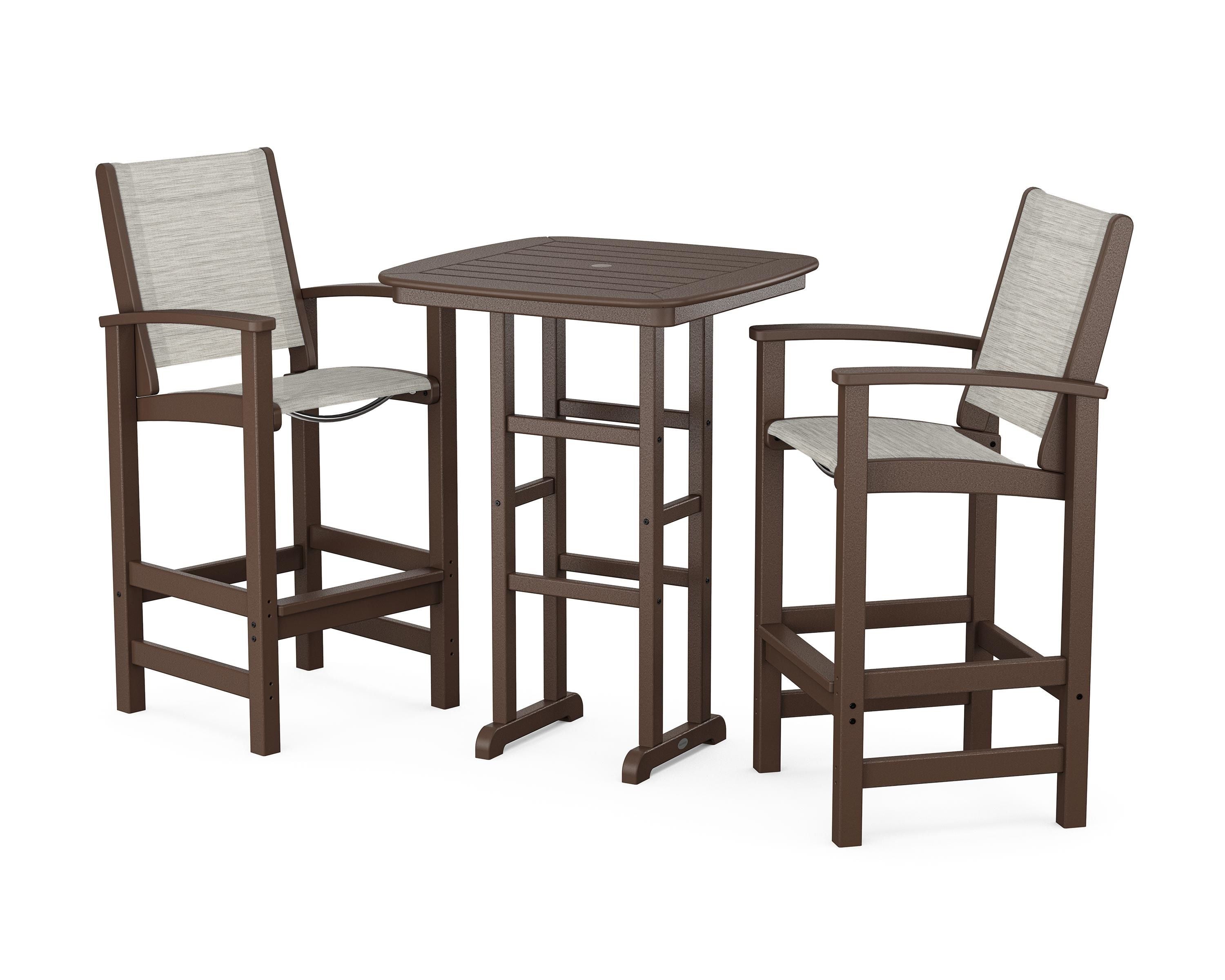 POLYWOOD Coastal 3-Piece Bar Set in Mahogany / Birch Sling
