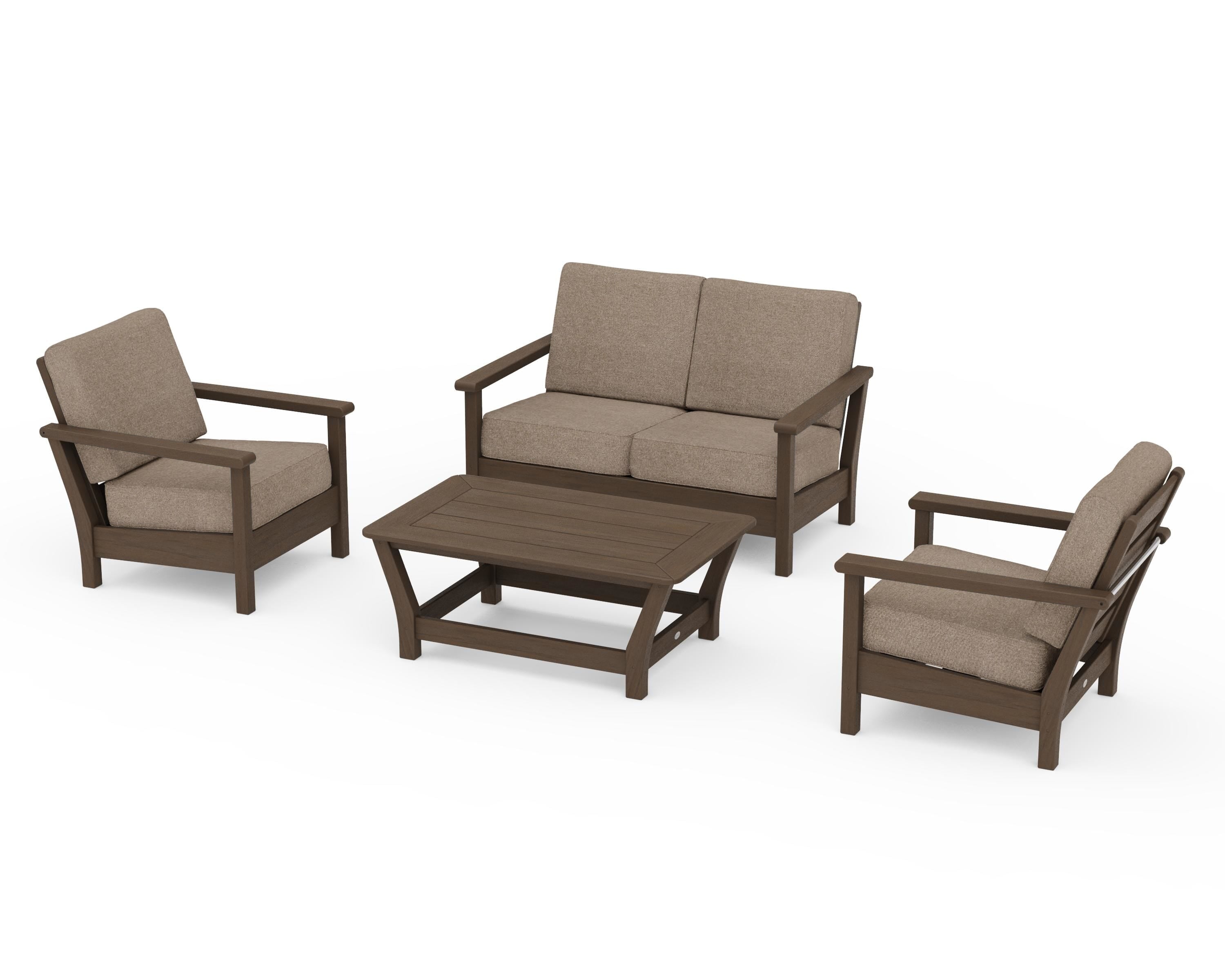 POLYWOOD Harbour 4-Piece Deep Seating Set in Kona / Spiced Burlap