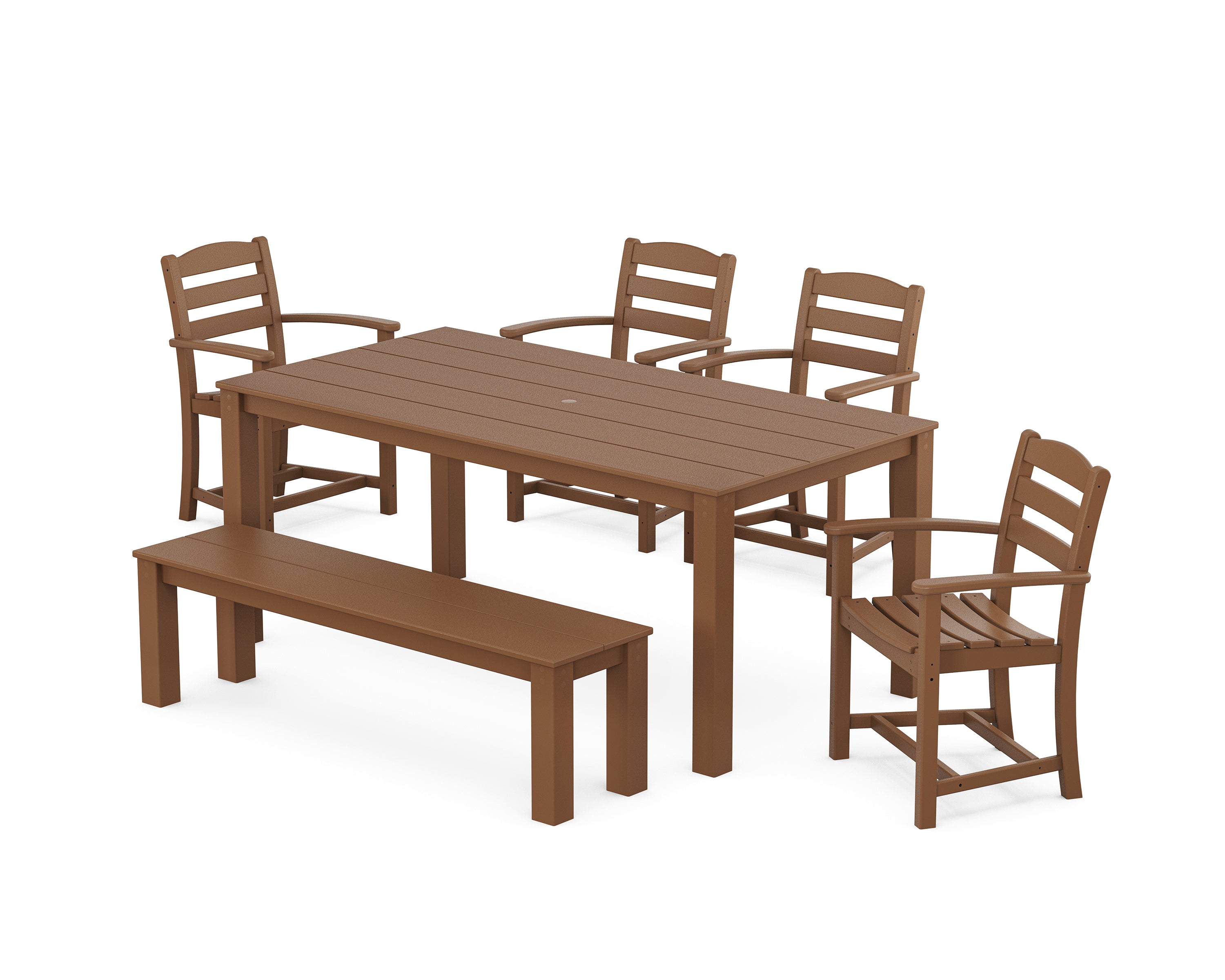 POLYWOOD® La Casa Cafe' 6-Piece Parsons Dining Set with Bench in Teak