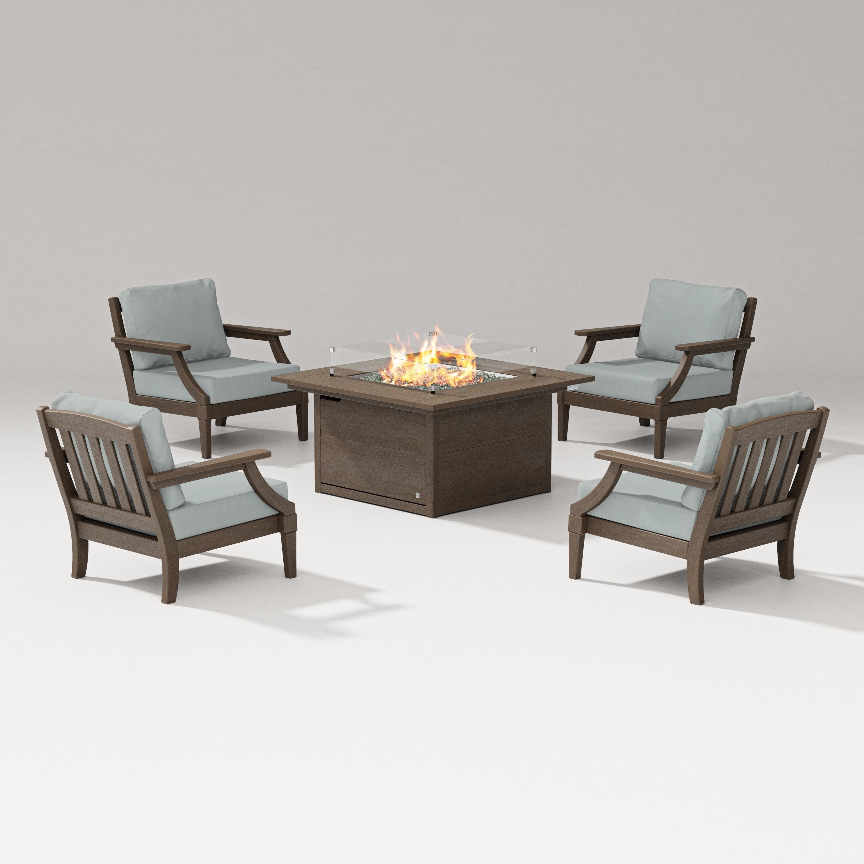 PW Designer Series Estate 5-Piece Lounge Fire Table Set in Kona / Spa