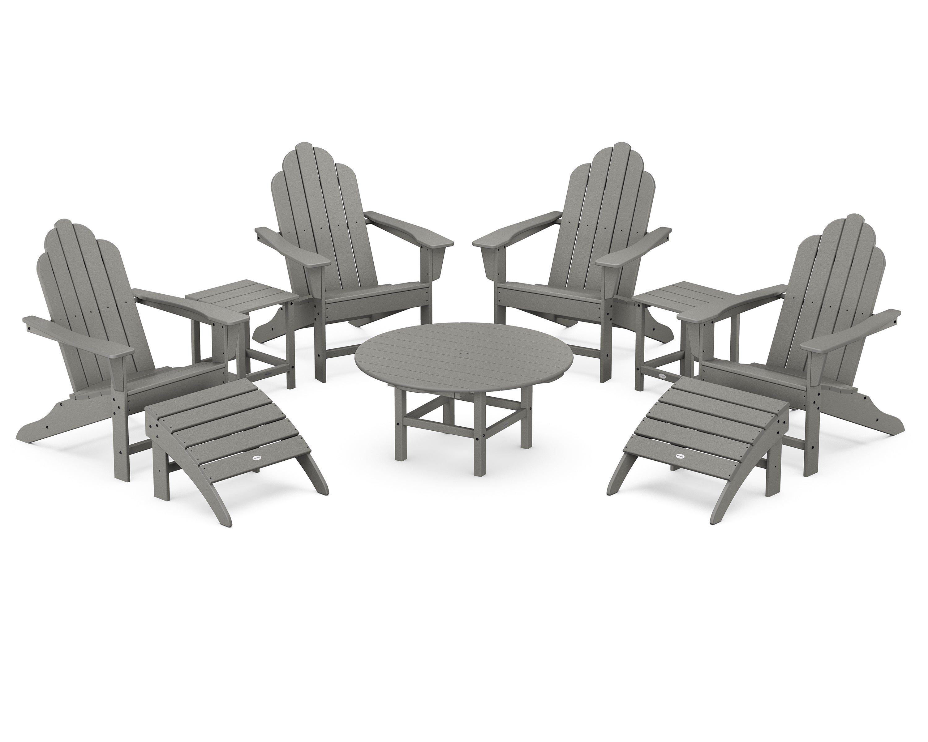 POLYWOOD® Long Island Adirondack 9-Piece Conversation Group in Slate Grey