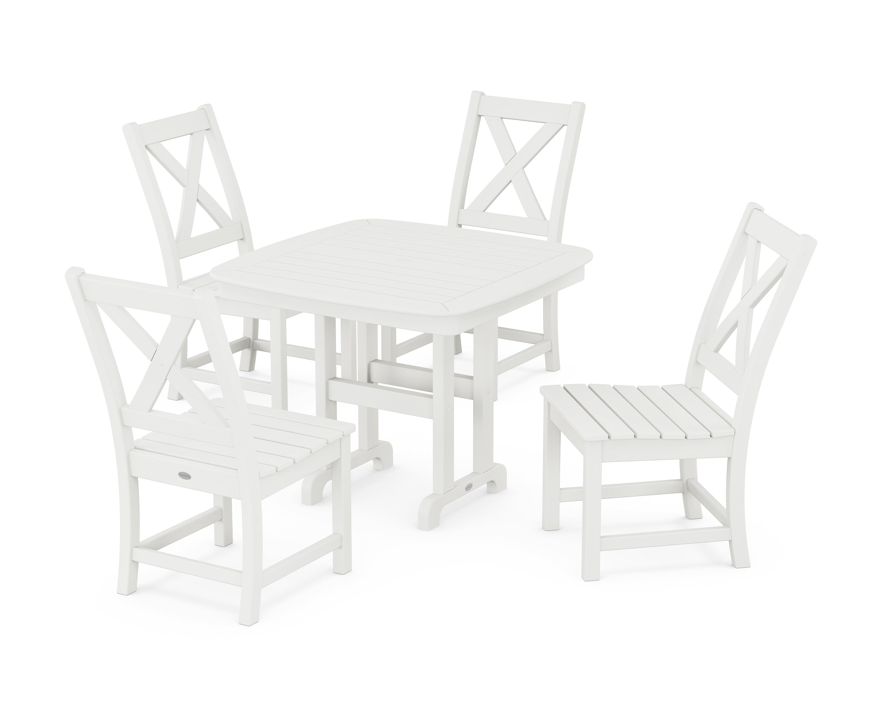 POLYWOOD® Braxton Side Chair 5-Piece Dining Set in Vintage White