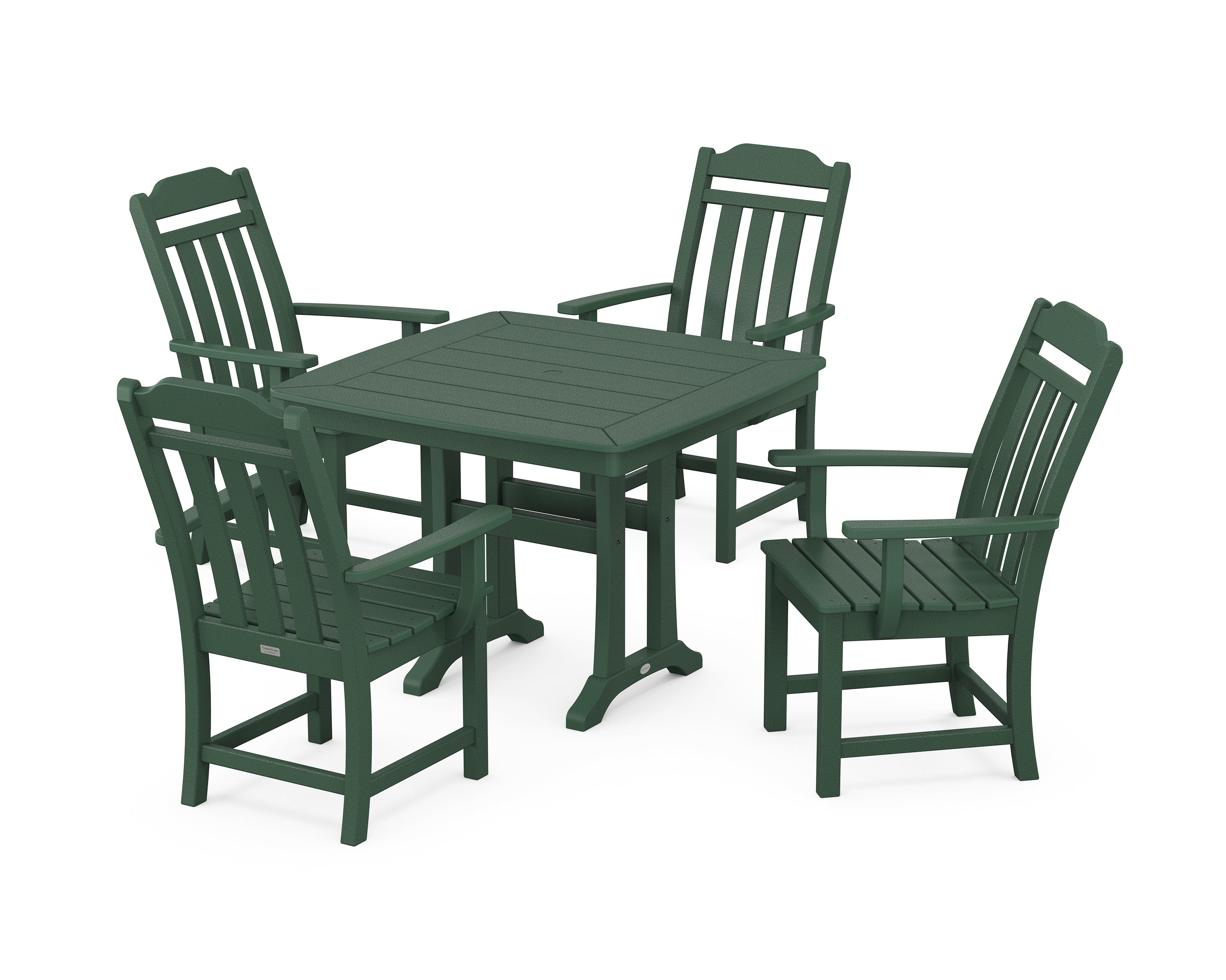 Polywood Country Living 5-Piece Dining Set with Trestle Legs in Green
