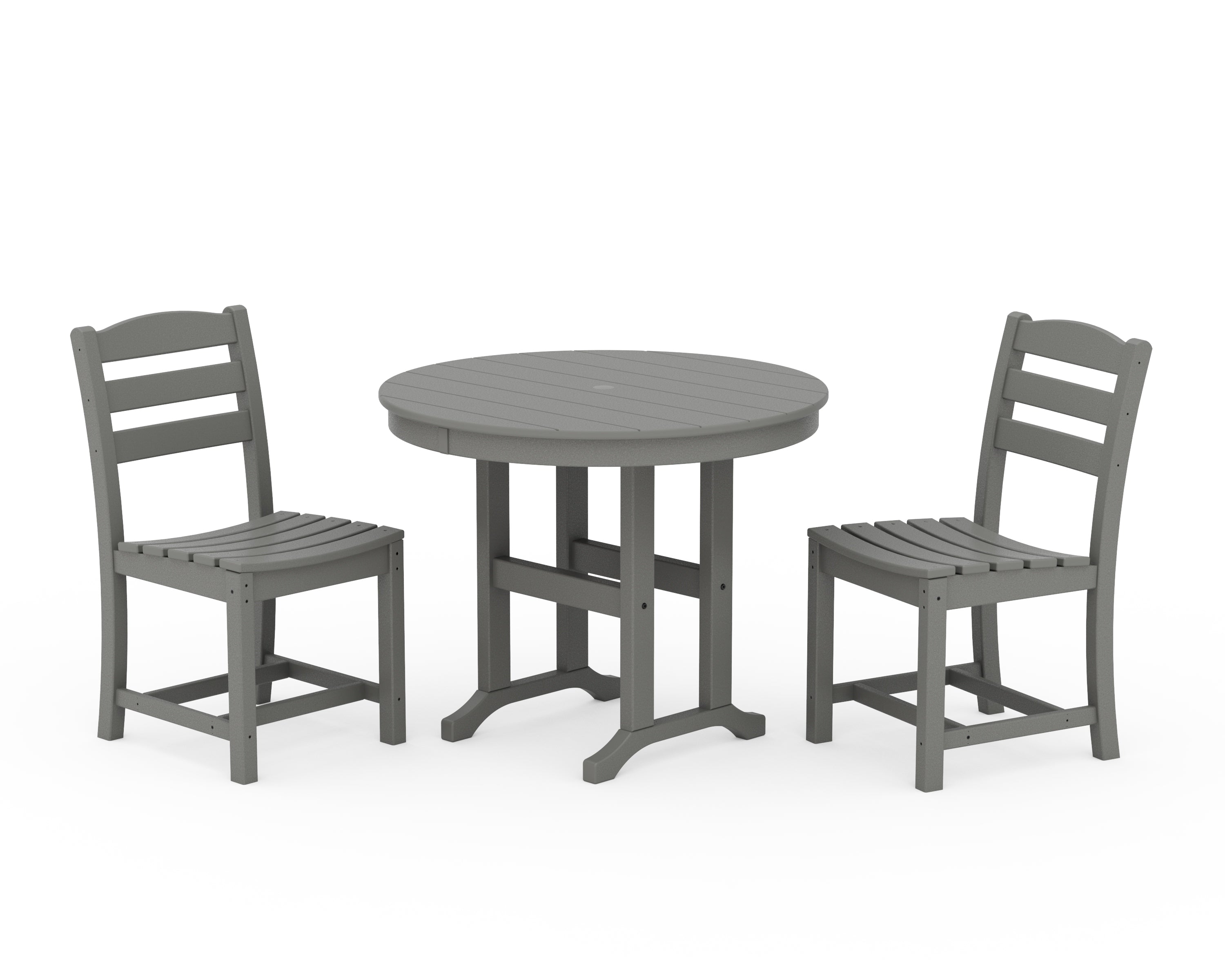 POLYWOOD La Casa Café Side Chair 3-Piece Round Dining Set in Slate Grey
