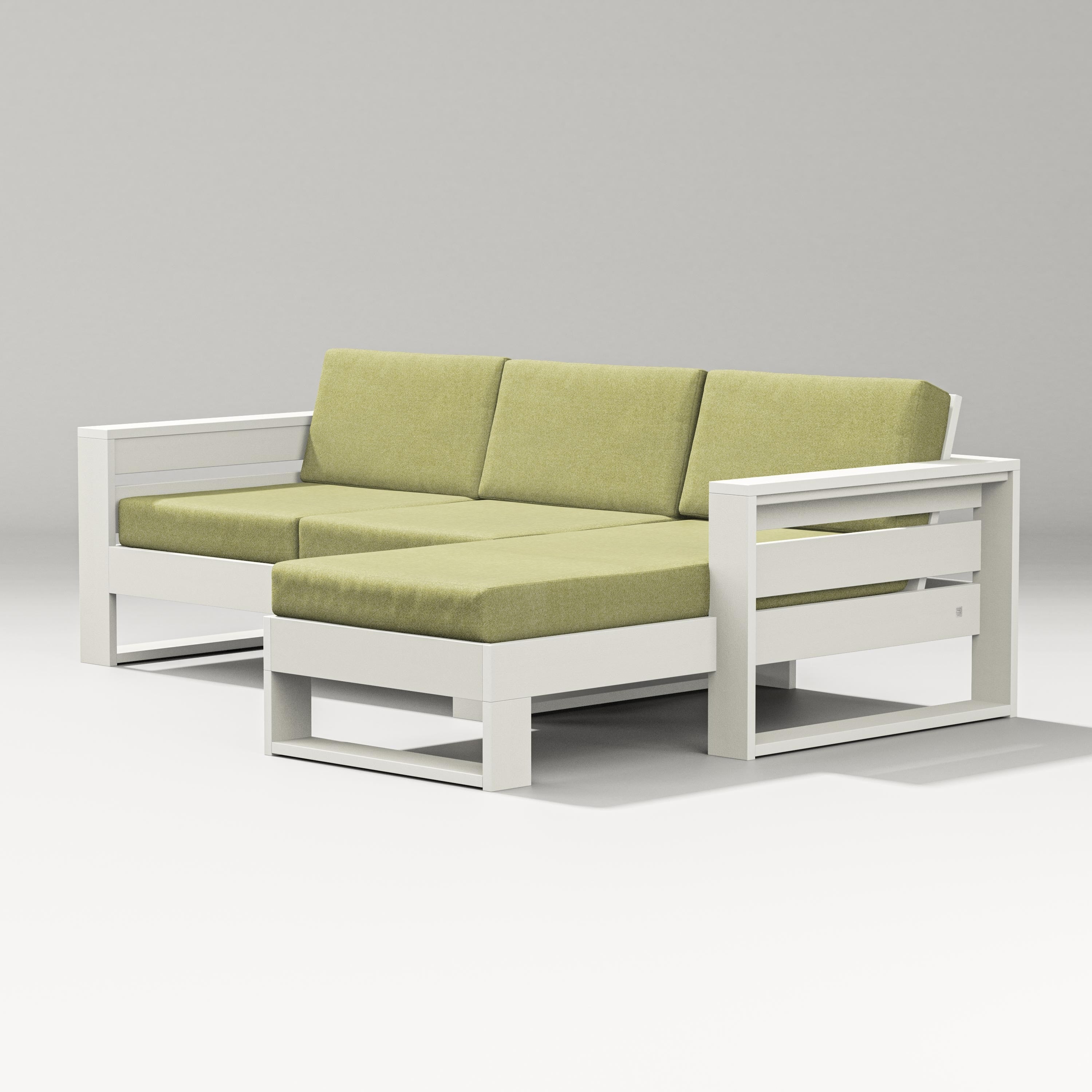 PW Designer Series Latitude Right Chaise Sectional in Vintage White / Chartreuse Boucle