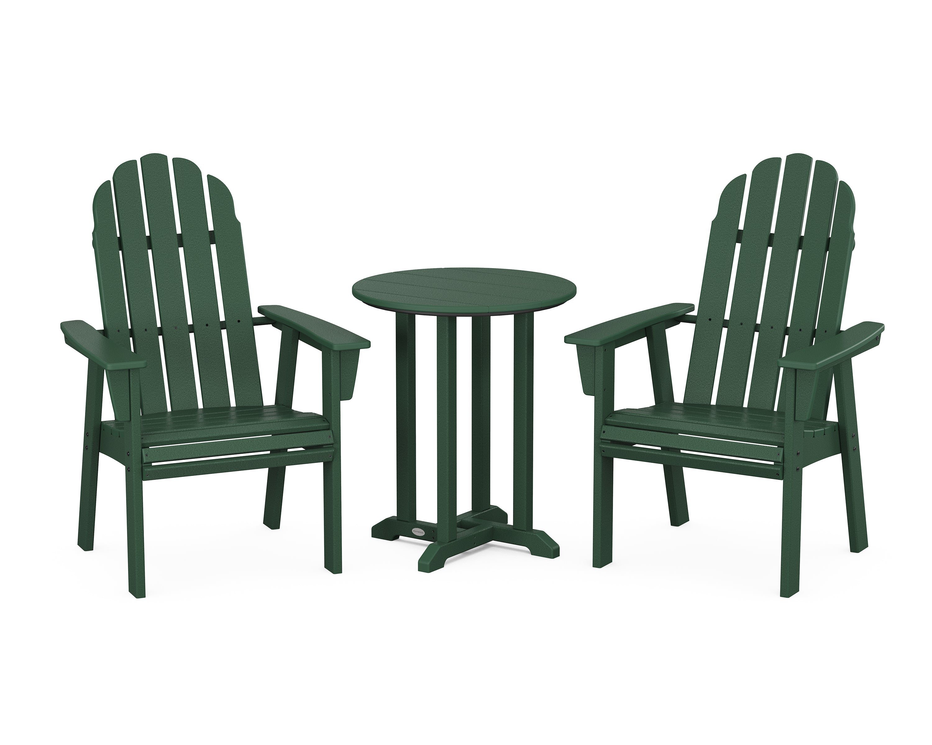 POLYWOOD Vineyard Adirondack 3-Piece Round Bistro Dining Set in Green