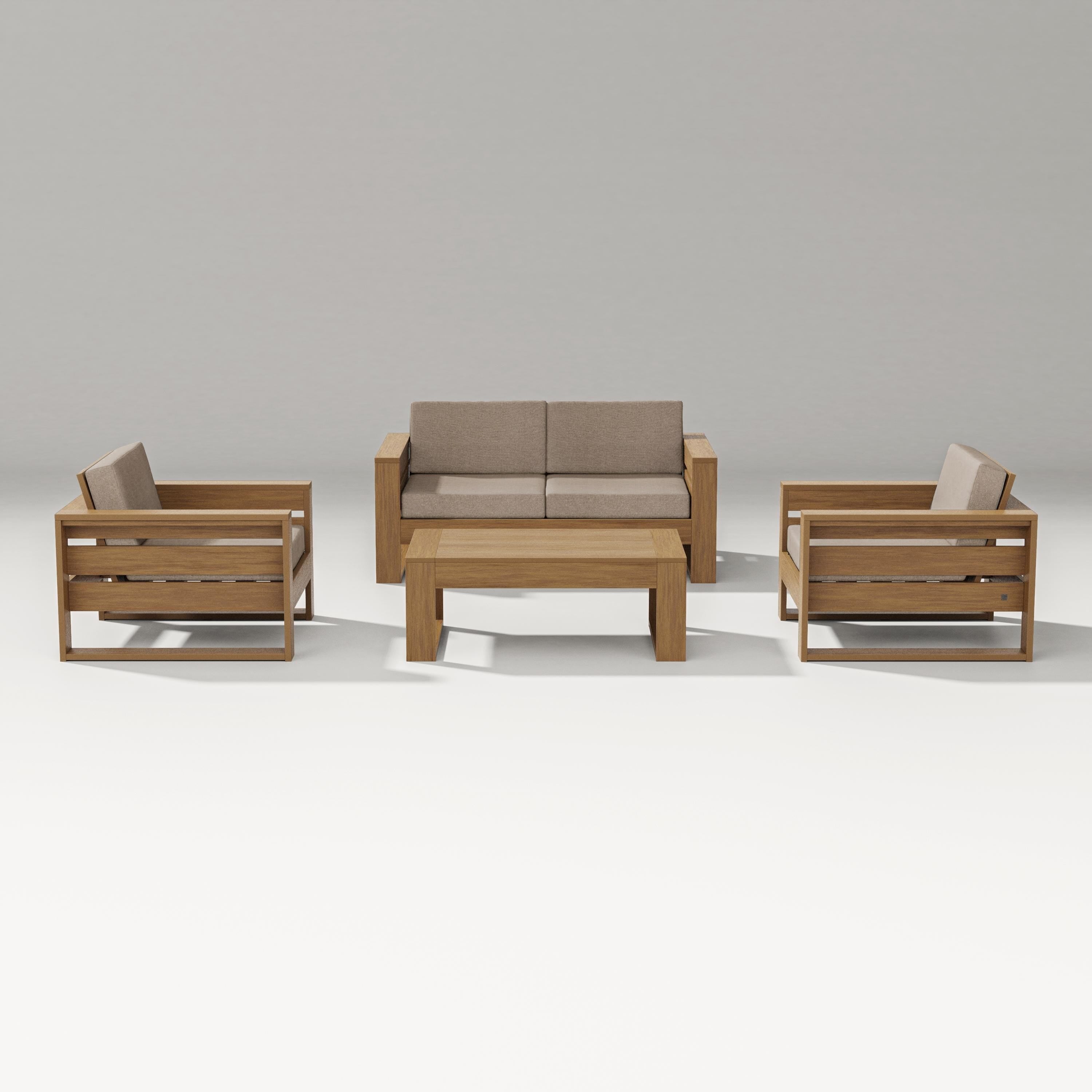 PW Designer Series Latitude 4-Piece Lounge Loveseat Set in Natural / Spiced Burlap