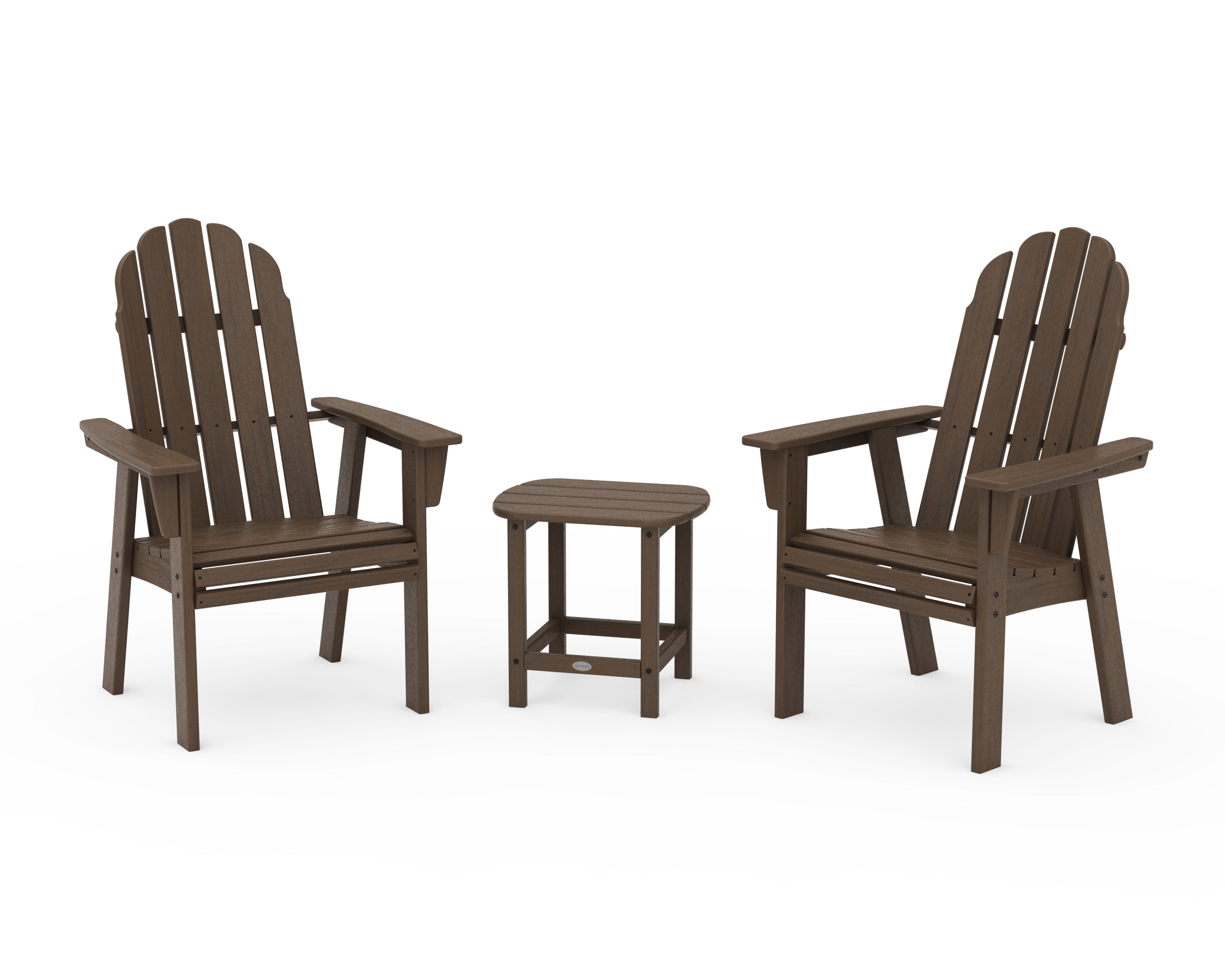 POLYWOOD Vineyard 3-Piece Curveback Upright Adirondack Chair Set in Kona