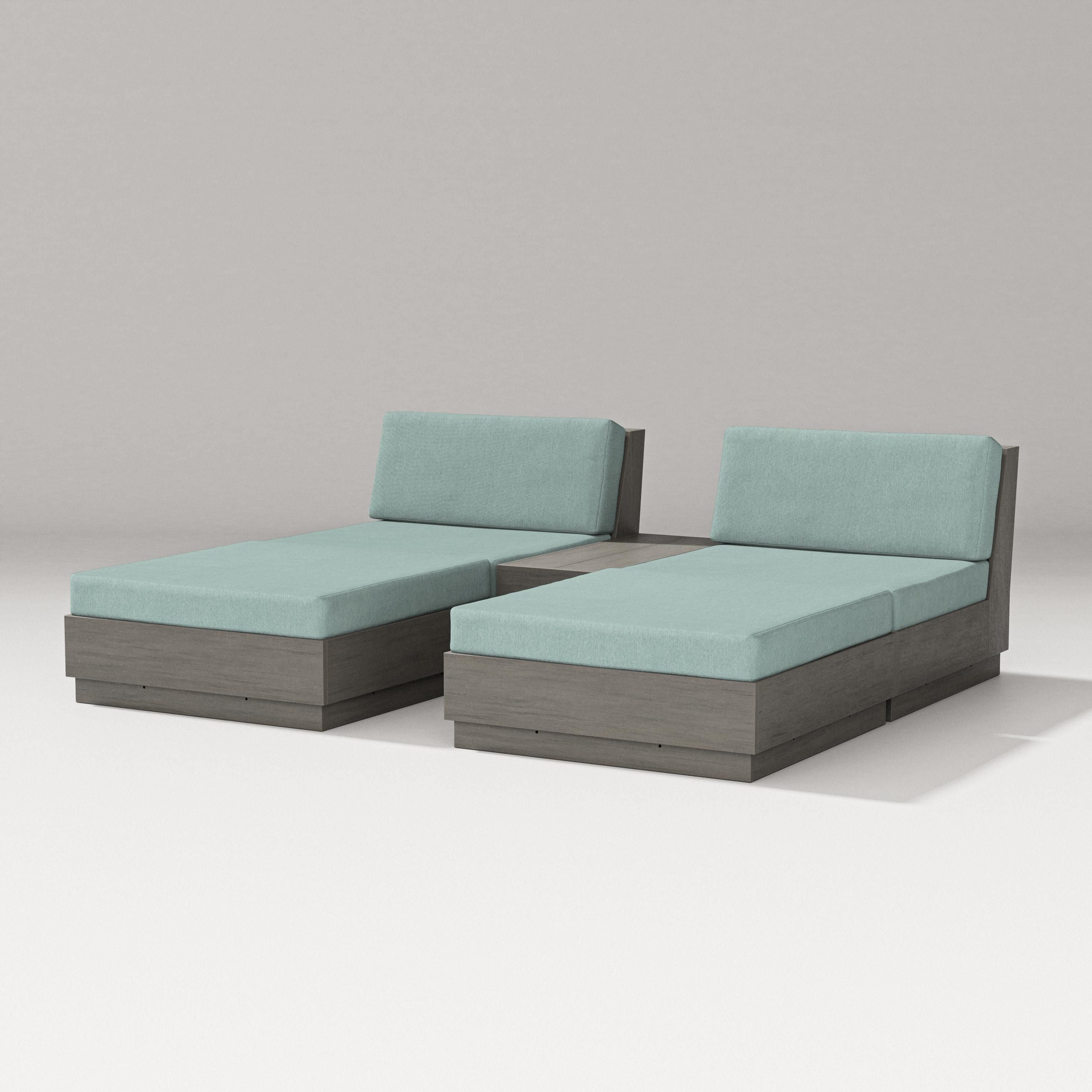 PW Designer Series Elevate Double Chaise Set in Driftwood / Glacier Spa